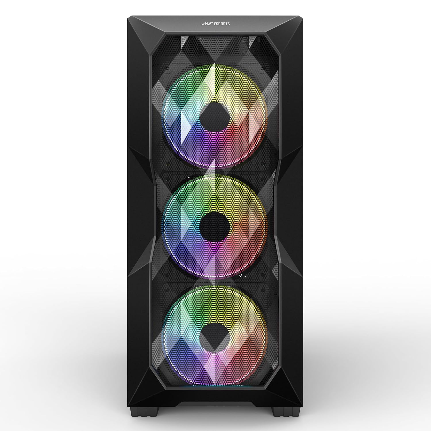Ant Esports ICE-300 Mesh V2 Mid Tower Gaming Cabinet | High Airflow Mesh Front Panel | 4 Pre-Installed 120mm ARGB Fans | ATX, Micro-ATX, Mini-ITX Motherboard Support | Liquid Cooling Ready (Black)
