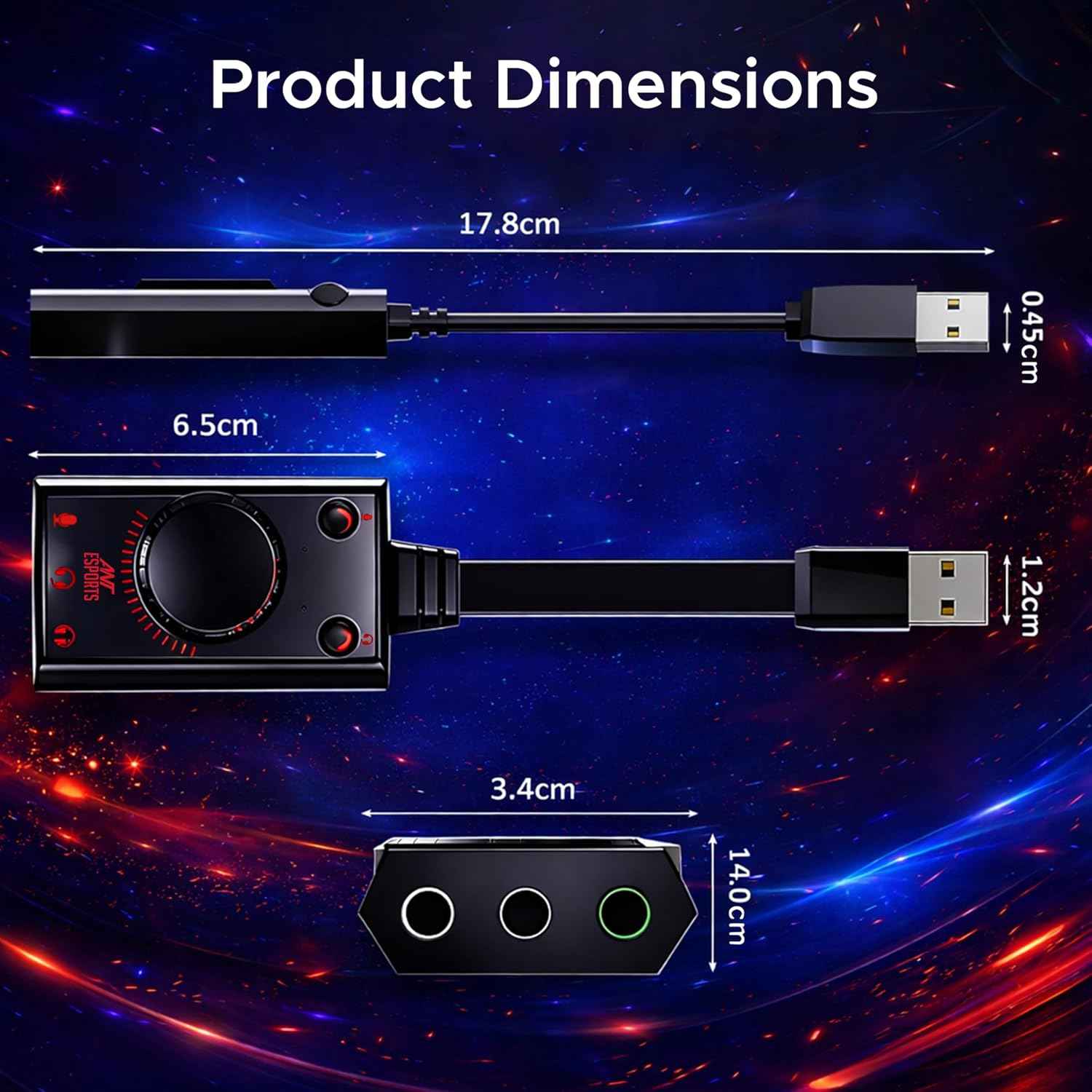 Ant Esports 7.1 USB Gaming Sound Card, 7.1 Channel External Audio Adapter Stereo Sound Card Converter 3.5mm AUX Microphone Jack for Gaming Headset Earphone PS4 Laptop Desktop Windows Mac OS Linux, Plug Play