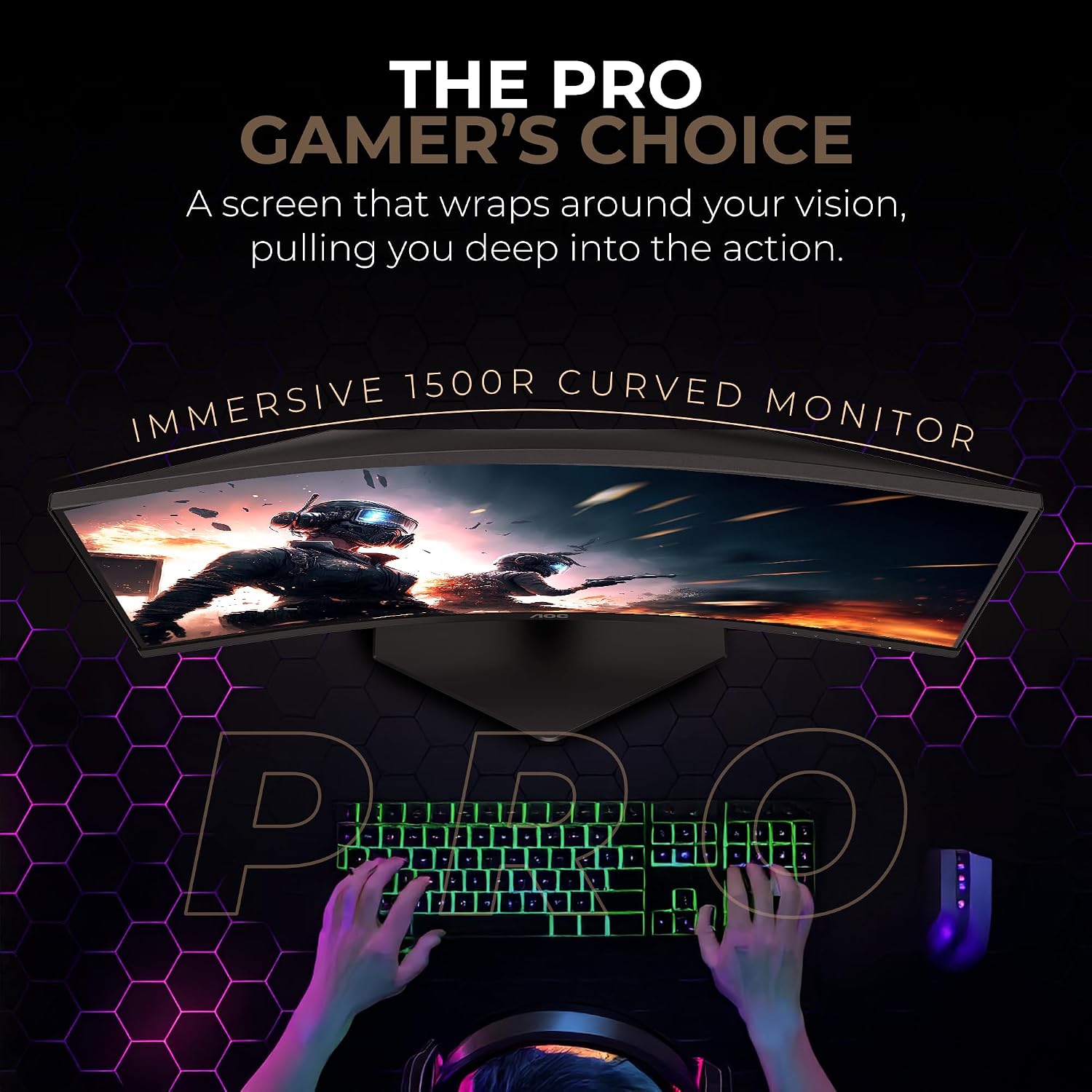 AOC C27G4Z 27" FHD Curved Monitor, 280Hz~300Hz Refresh Rate, 0.3ms MPRT, Fast VA Panel, 1500R, AMD Free Sync Premium, HDR10, Height Adjustable, Sniper Gaming Mode, Flicker-Free, HDMI 2.0