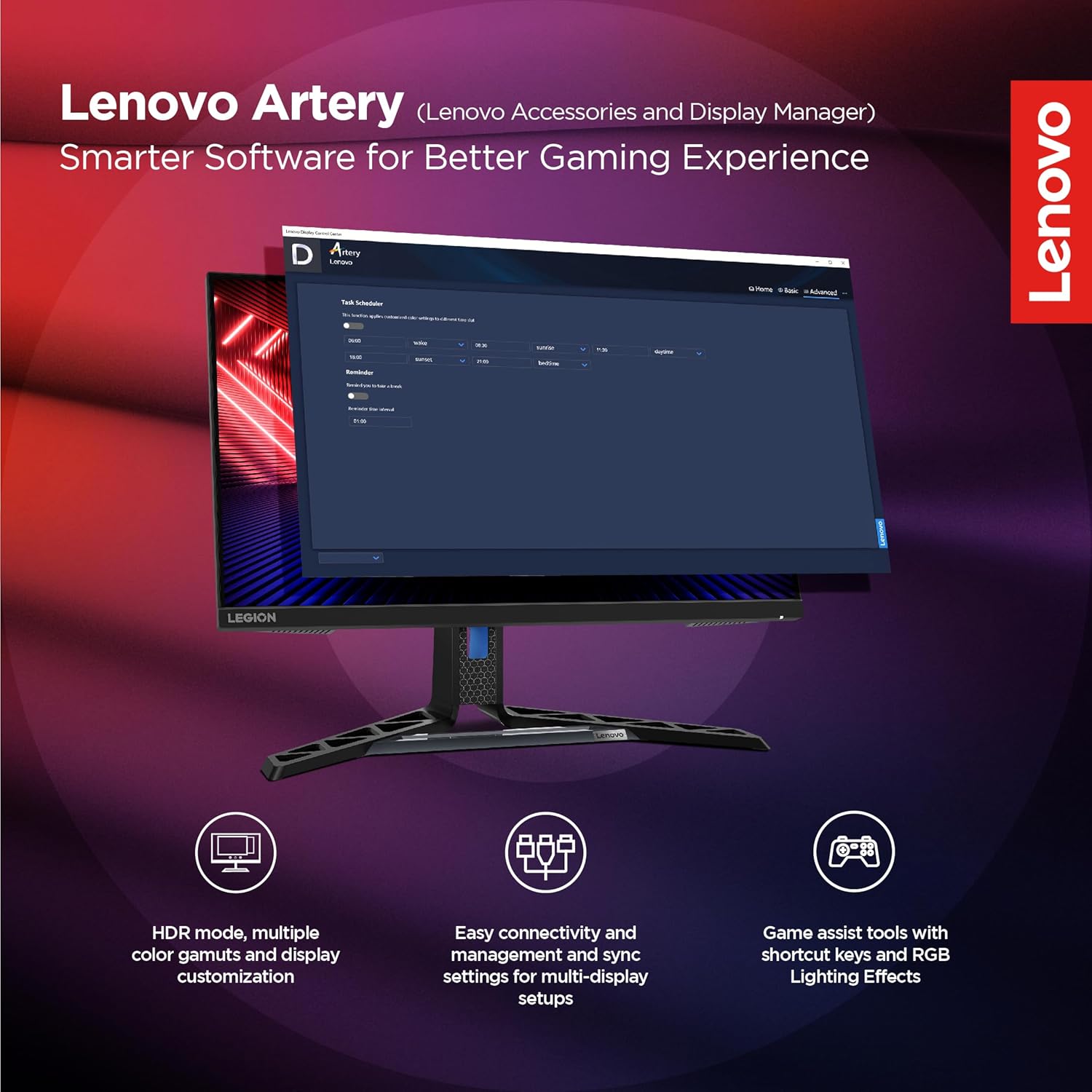 Lenovo Legion R25i-30 | 25 Inch (63.5cm) 165Hz FHD Gaming Monitor | 0.5ms, AMD Freesync, 99%sRGB, 90% DCI-P3, 3Wx2 Speaker, 2xHDMI, 1xDP| Tilt, Swivel, Pivot, Height Adjust Stand | Black | 67B7GACBIN