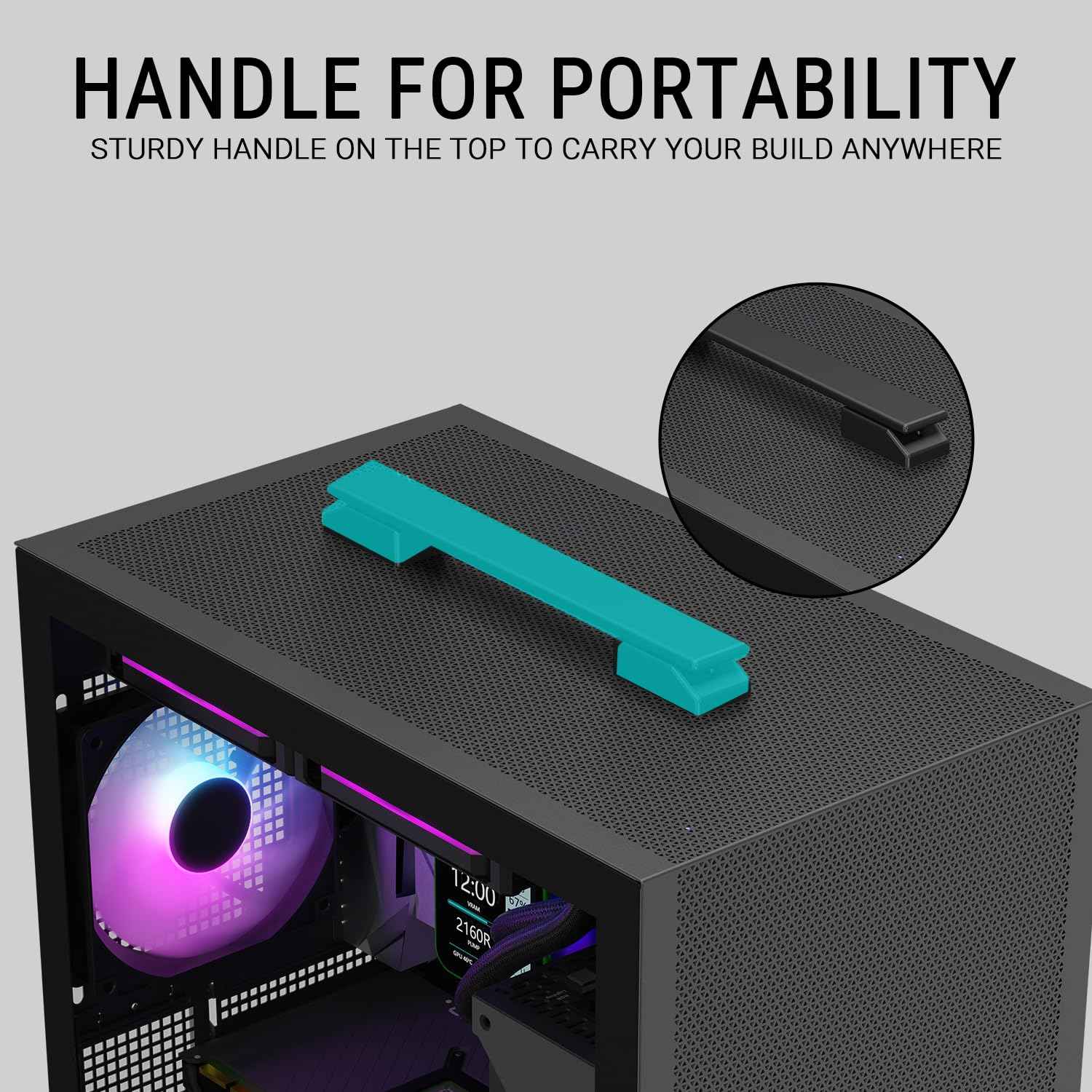 Ant Esports Box C Air V2 Mini-Tower Gaming Cabinet - Black | ARGB Front Strip | Supports Micro-ATX, Mini-ITX Motherboards | Pre-Installed 120mm Rear Fan | High Airflow Mesh Design