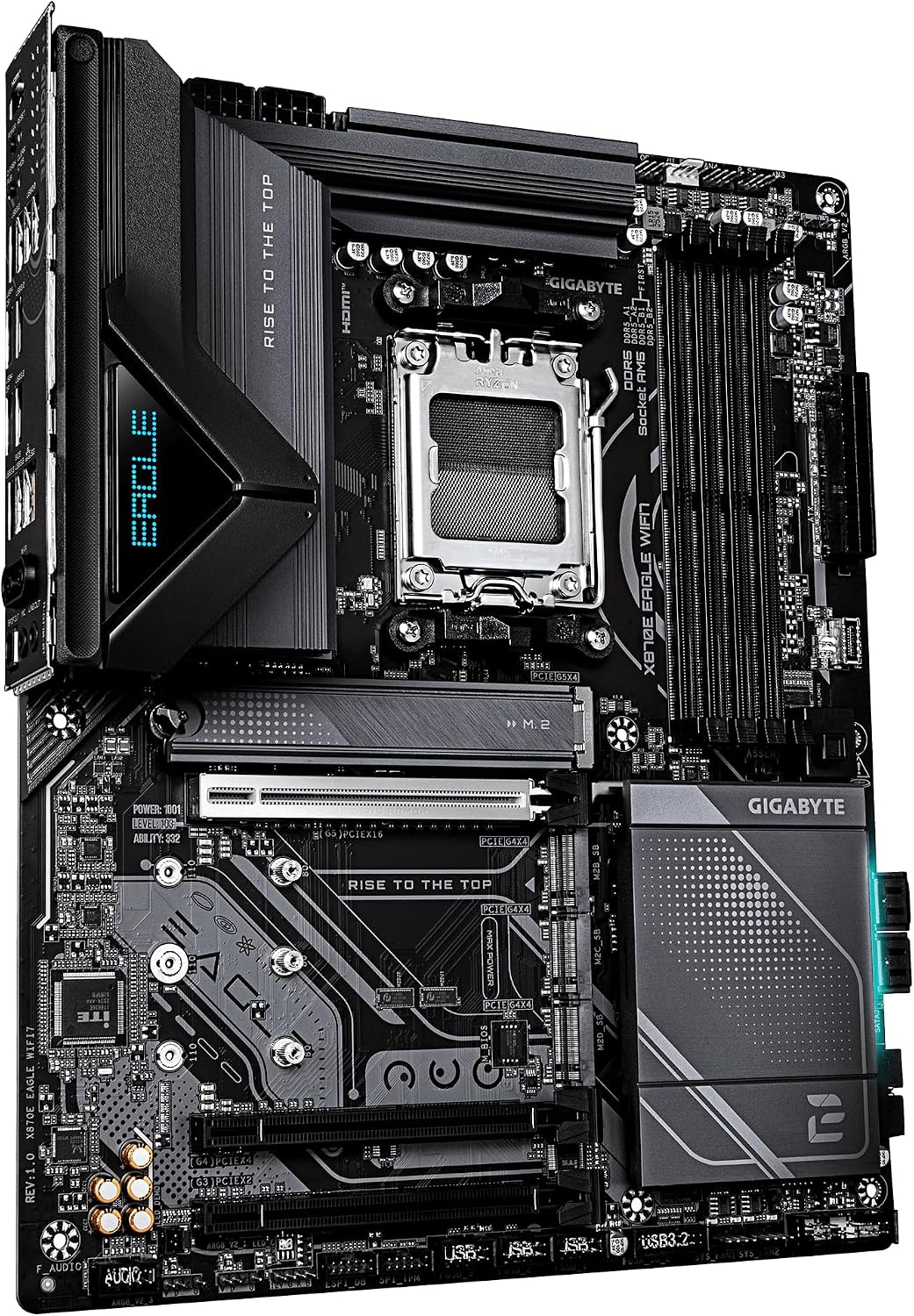 GIGABYTE X870E EAGLE WIFI7 Motherboard - Supports AMD Ryzen 9000 CPUs, 16+2+2 Phases Digital VRM, up to 8200Hz DDR5 (OC), 1xPCIe 5.0 + 3xPCIe 4.0, Wi-Fi 7, 5GbE LAN, USB 4