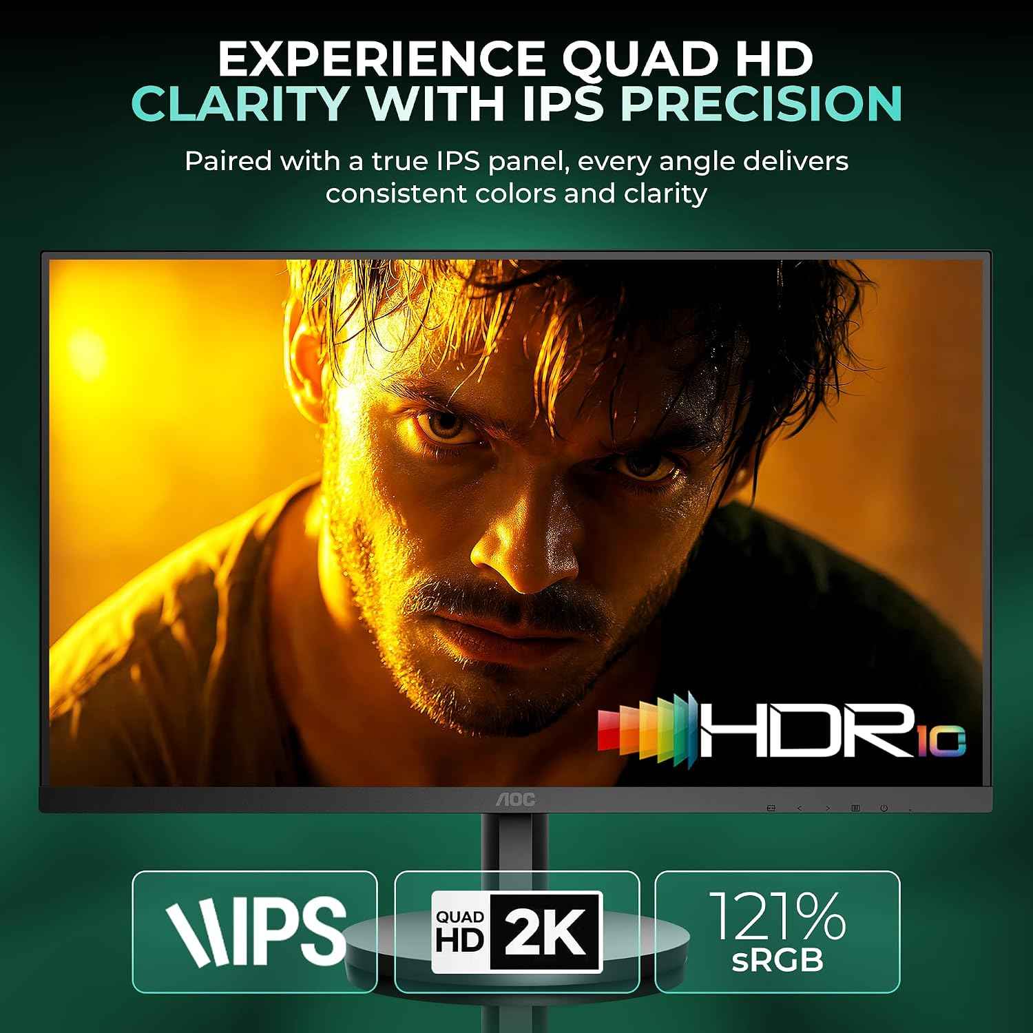 AOC Q27B3S2 Gaming Monitor 27 inch 2560 x 1440 Quad HD IPS Panel, 100Hz Refresh Rate, 1ms Responsre Time, Eye Care, Adaptive Sync, 178° Wide Viewing Angle, HDMI 1.4b Display Port 1.2a Connectivity