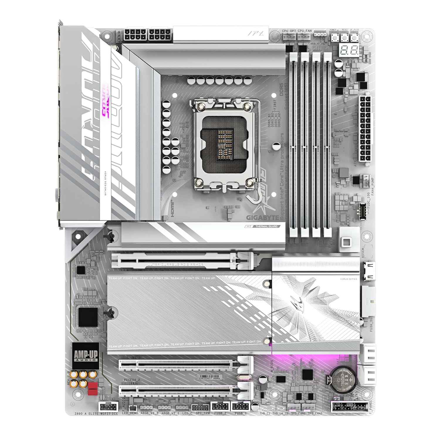 GIGABYTE Z890 AORUS ELITE WIFI7 ICE Motherboard - Supports Intel Core Ultra CPU (Series 2), 16+1+2 Phase VRM, up to 8800MHz DDR5 (OC), 1xPCIe 5.0 + 3xPCIe 4.0, Wi-Fi 7, 2.5GbE LAN, Thunderbolt 4