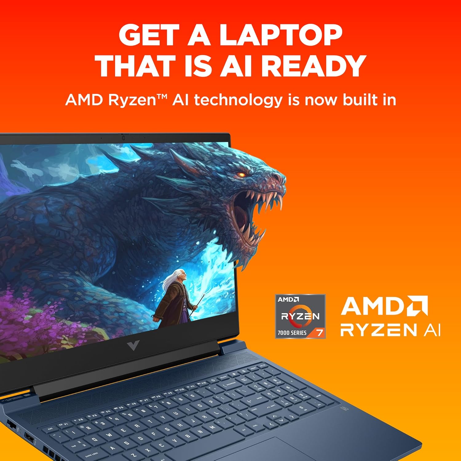 HP Victus AI Powered Gaming Laptop (Ryzen 7 7840Hs-16 GB DDR5 RAM / 512GB SSD / Win11 Home+MSO'2021/6 GB NVIDIA GeForce RTX 3050 Graphics/RGB Backlit KB/FHD Camera/Performance Blue/2.29KG) S0095AX