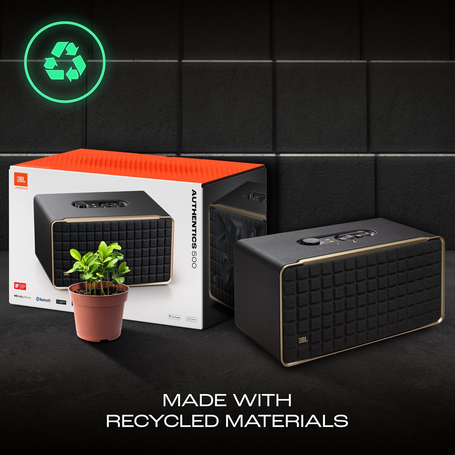 JBL Authentics 500, Dolby Atmos Smart Home Speaker Built-in WiFi and Music Streaming, Voice Assist and Bluetooth Connectivity, Automatic Calibration, Compatible with Google Home & Alexa, Retro Design - Zapnet.in