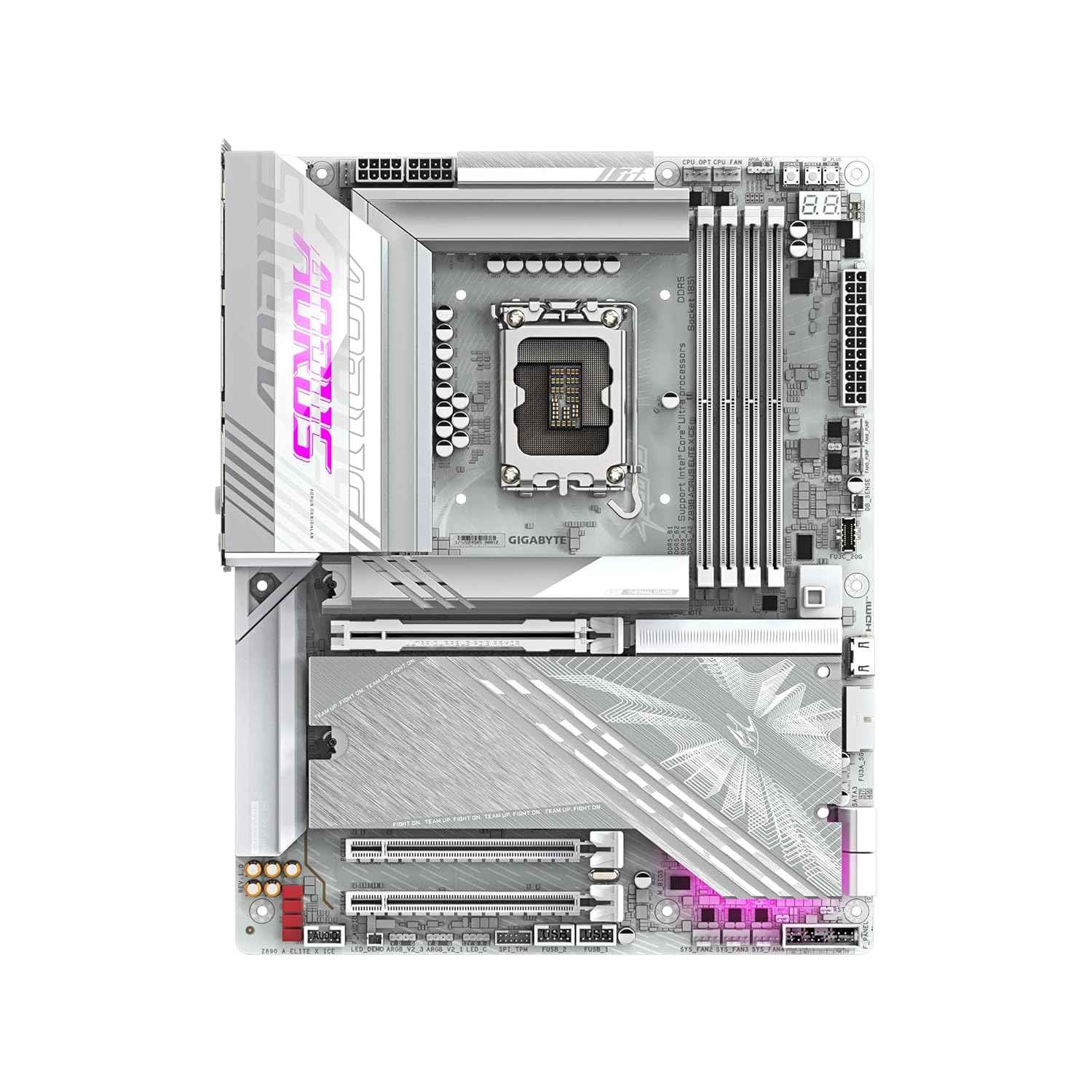 GIGABYTE Z890 AORUS Elite X ICE Intel Core Ultra (Series 2) LGA 1851 Motherboard, ATX, DDR5, 5X M.2, PCIe 5.0, Thunderbolt 4, WIFI7, 2.5GbE LAN, EZ-Latch