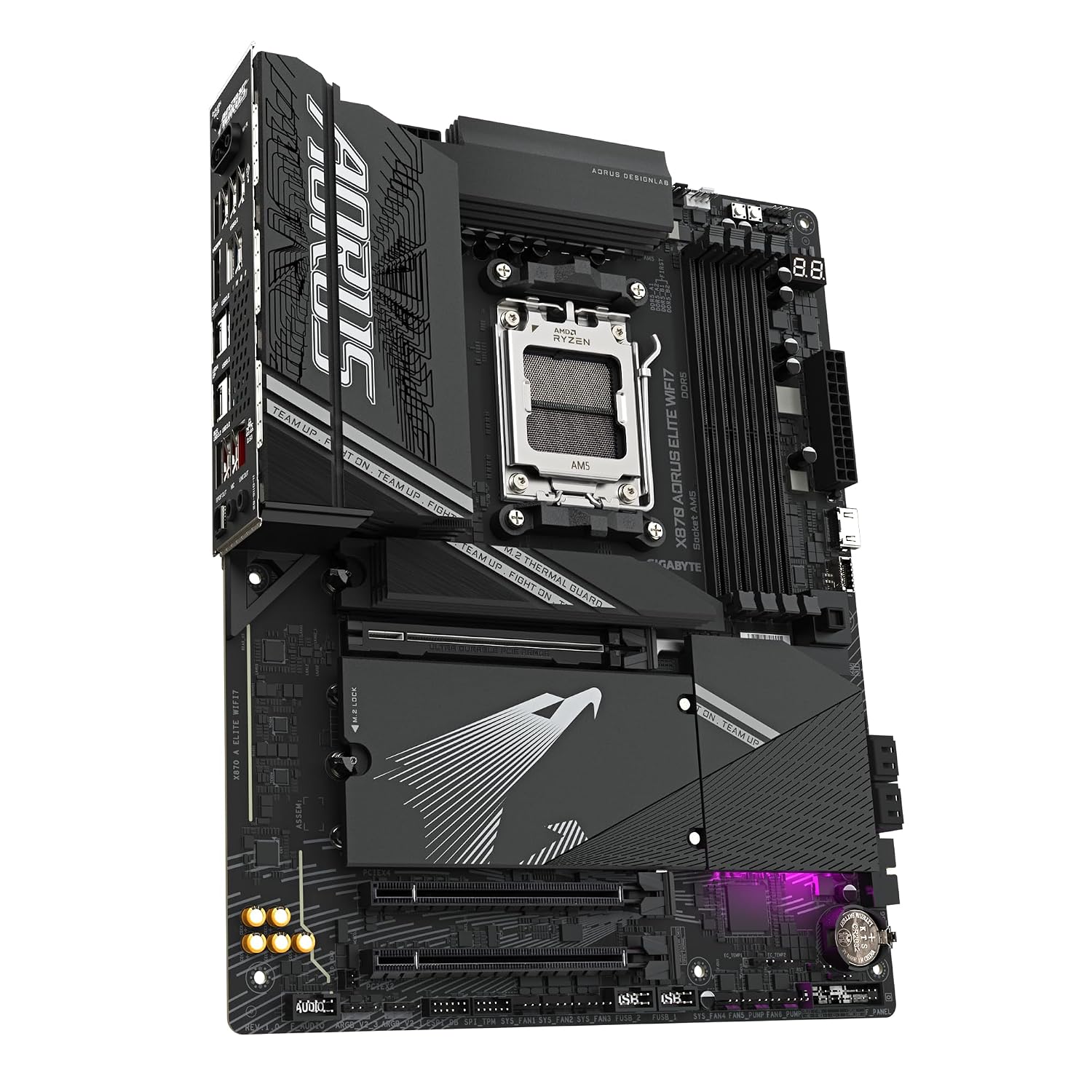 GIGABYTE ATX X870 Aorus Elite Wi-Fi7 Motherboard - Supports AMD Ryzen 9000 CPUs, 16+2+2 Phases Vrm, Up to 8000Mhz DDR5 (Oc), 4Xpcie 5.0 + 4Xm.2, Wi-Fi 7, 2.5GBe LAN, USB 3.2 Gen 2X2