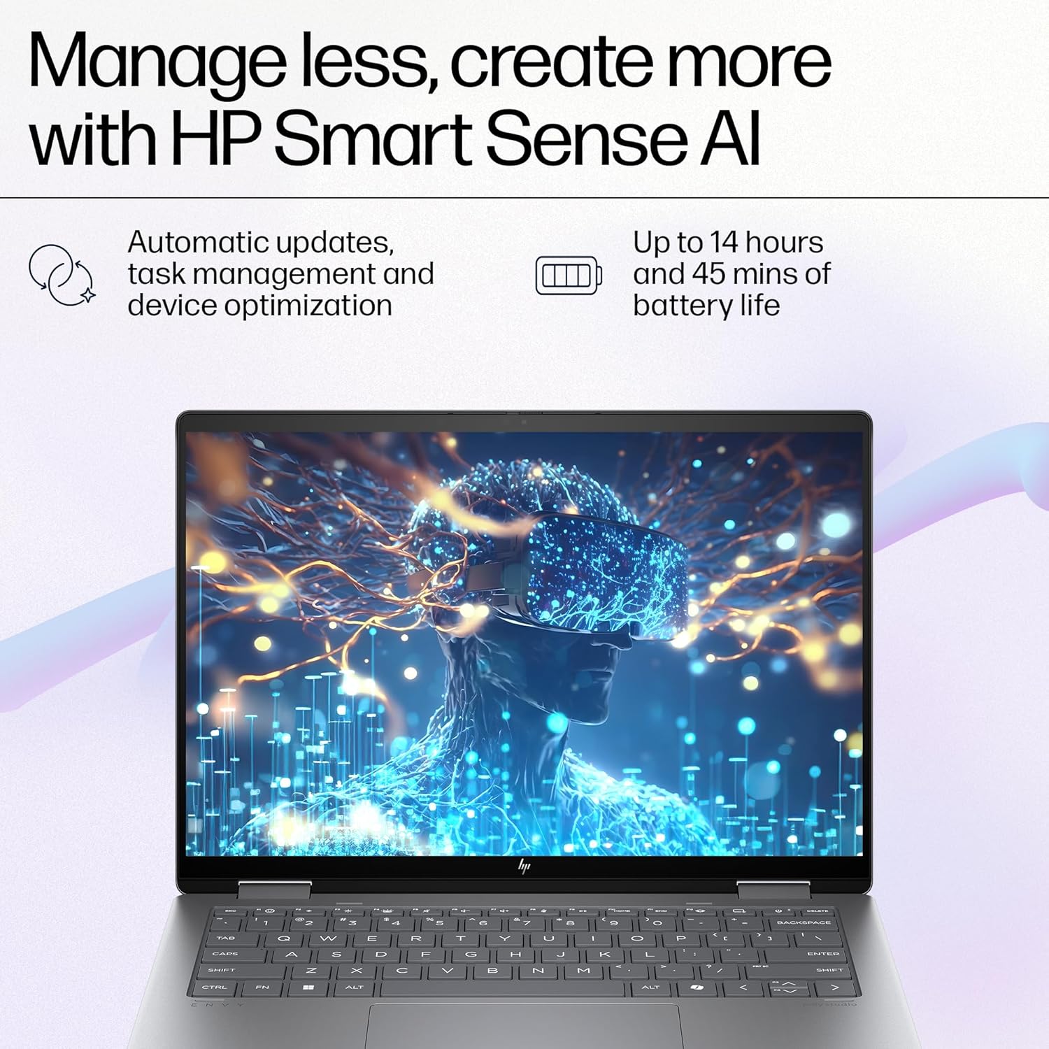 HP Envy x360, Enhanced by AI, AMD Ryzen 5 8640HS, 14-inch (35.6 cm), WUXGA, 16GB LPDDR5, 512GB SSD, AMD Radeon Graphics, 5MP IR Camera, Poly Studio (Win 11, MSO 2021, Silver, 1.44 kg), fa0038AU