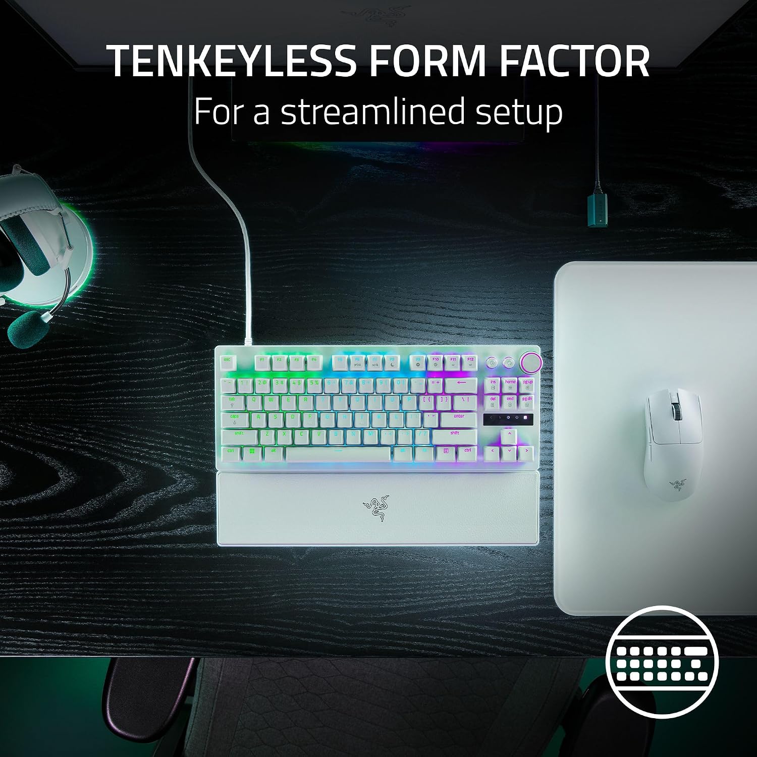Razer Huntsman V3 Pro Tenkeyless - Tenkeyless Analog Optical Esports Wired Gaming Keyboard -White Edition-RZ03-04981700-R3M1