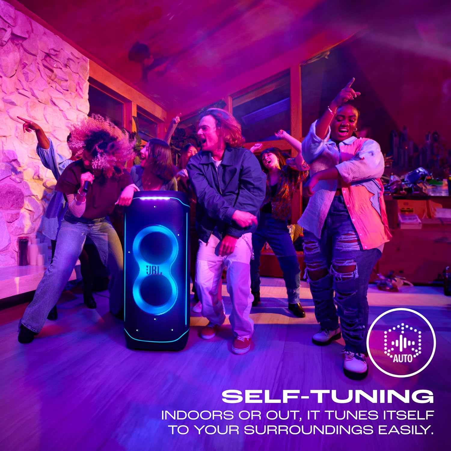 JBL Partybox Ultimate, Dynamic Lightshow, Party Pad, Wi-Fi & Bluetooth Connectivity, Dual Mic with Guitar Inputs, Pro Sound, Ipx4 Splashproof, Self Tuning, One App (Black) - Multimedia - Zapnet.in