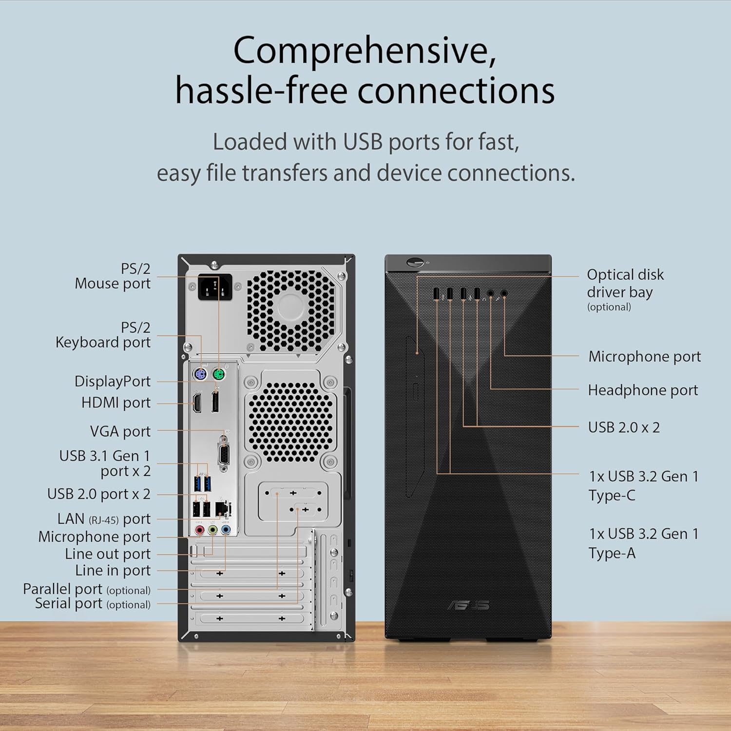 ASUS S501MD, 6 core, Intel Core i5-12400, Tower PC (8GB/512GB SSD/Integrated Graphics/Windows 11/with Keyboard & Mouse/Black/5.9kg), S501MD-512400016W