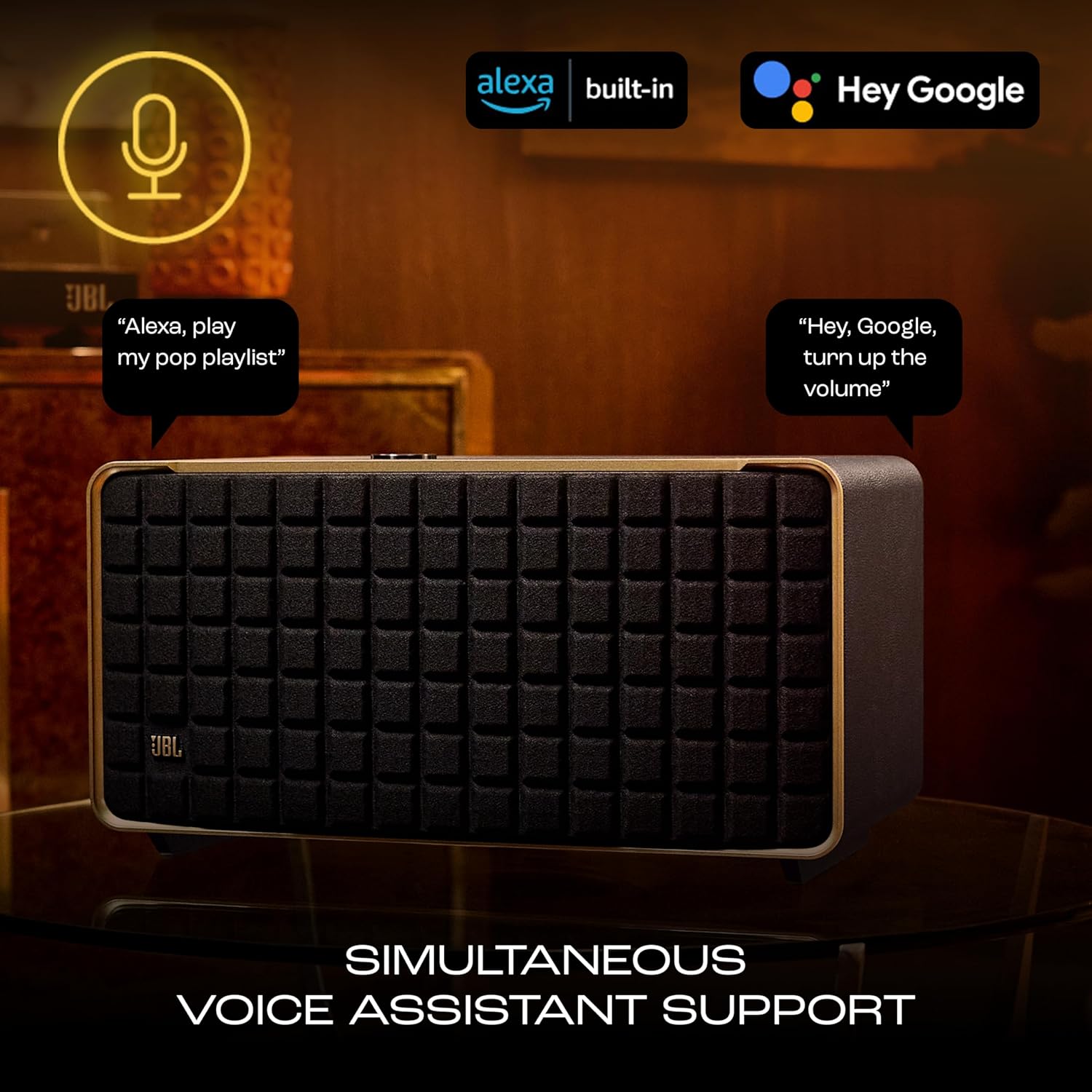 JBL Authentics 500, Dolby Atmos Smart Home Speaker Built-in WiFi and Music Streaming, Voice Assist and Bluetooth Connectivity, Automatic Calibration, Compatible with Google Home & Alexa, Retro Design - Zapnet.in