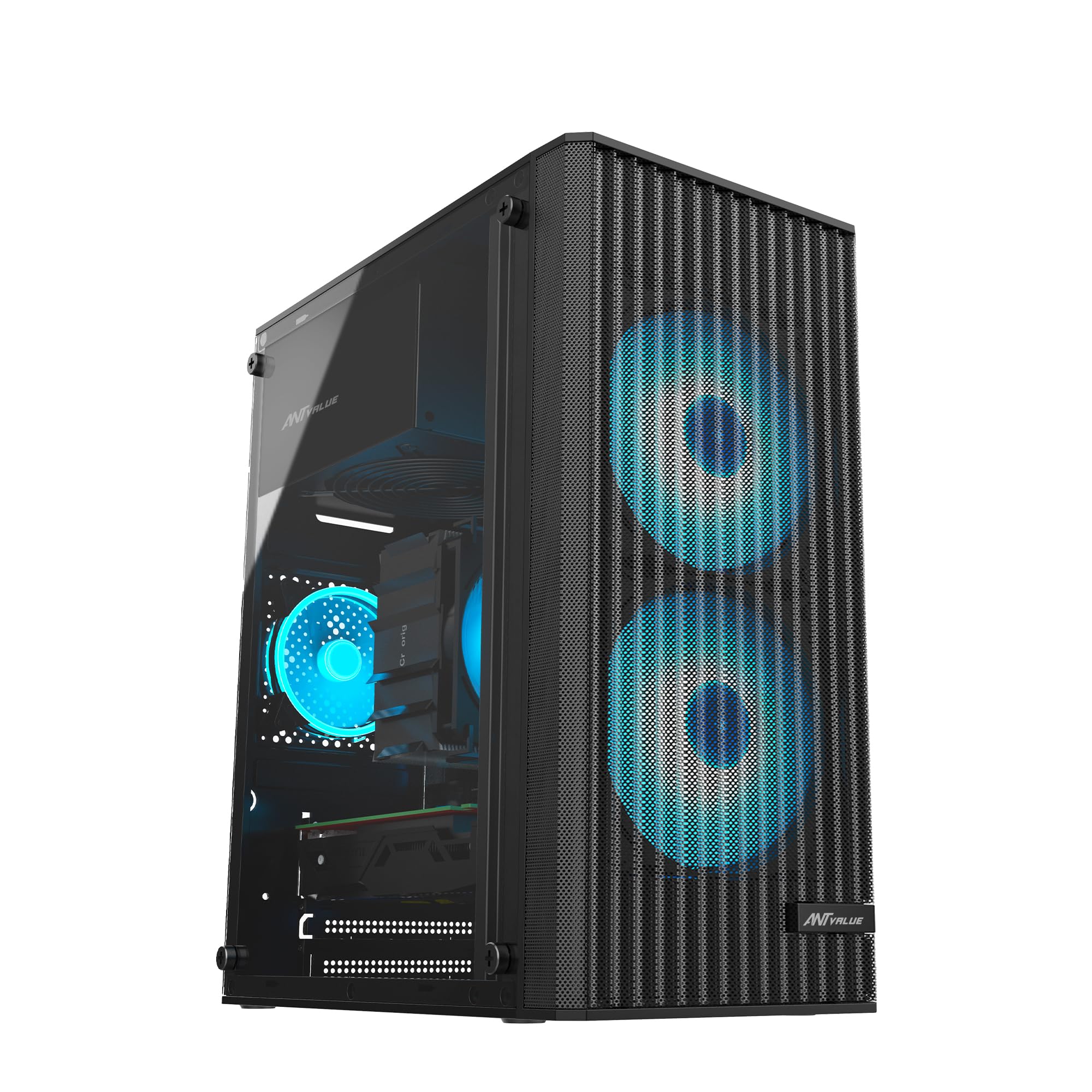 Ant Value VM45 Mid-Tower Computer Case/Gaming Cabinet - Black | Support M-ATX, ITX | Pre-Installed 4 Fans