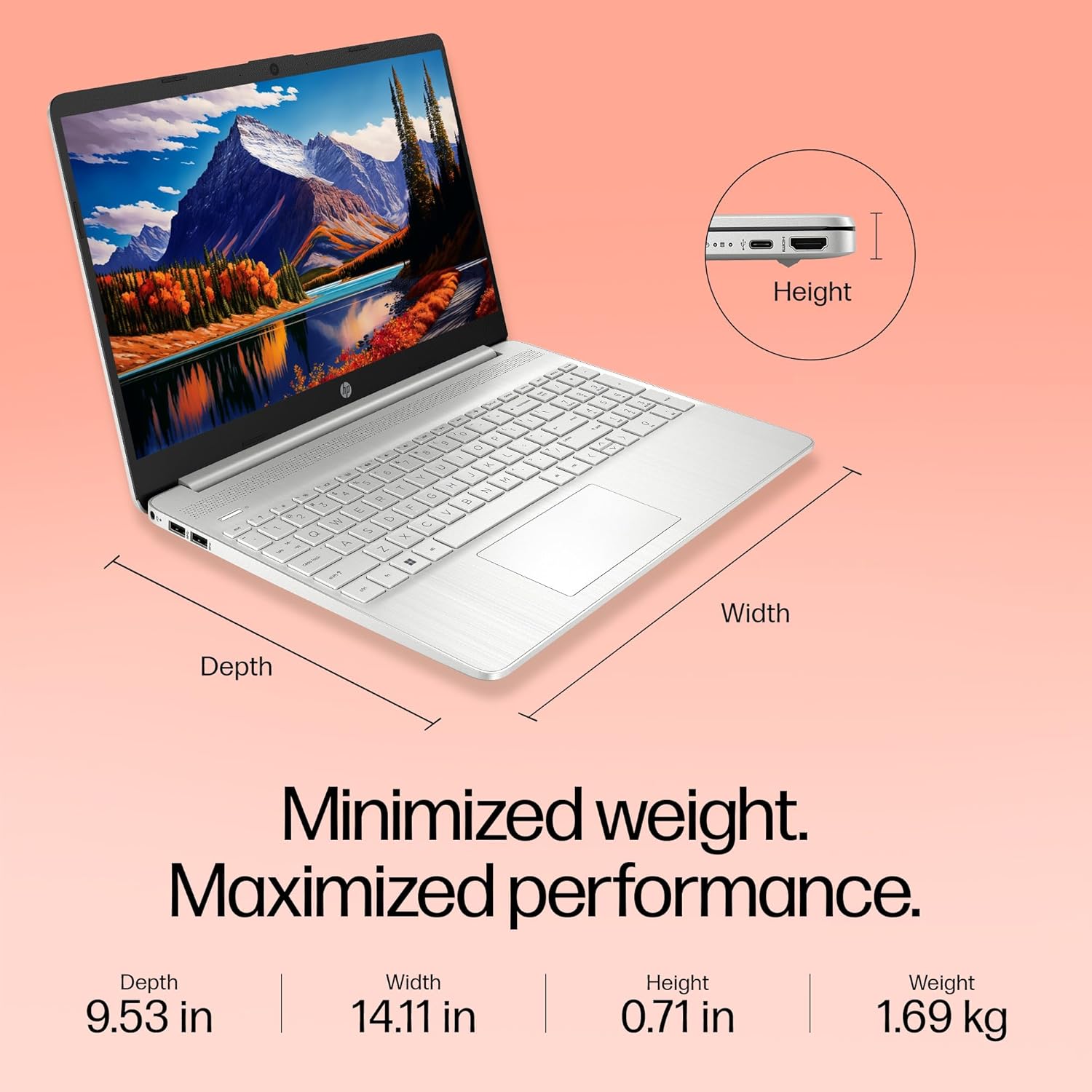 HP 15, 13th Gen Intel Core i5-1335U, 8GB DDR4, 512GB SSD, (Win 11, Office 21, Blue, 1.6kg), Anti-Glare, Micro-Edge, 15.6-inch(39.6cm), FHD Laptop, Intel UHD Graphics, 1080p FHD Camera, fd0021tu