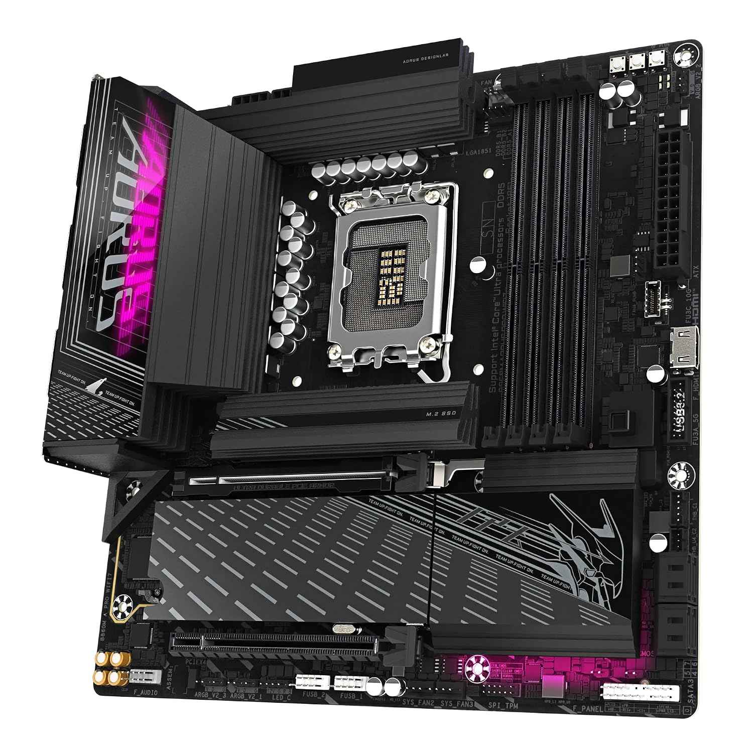 GIGABYTE B860M Aorus PRO WIFI7 Micro-ATX Motherboard – LGA1851, DDR5 9200(OC), PCIe 5.0, USB4, Wi-Fi 7, 2.5GbE LAN