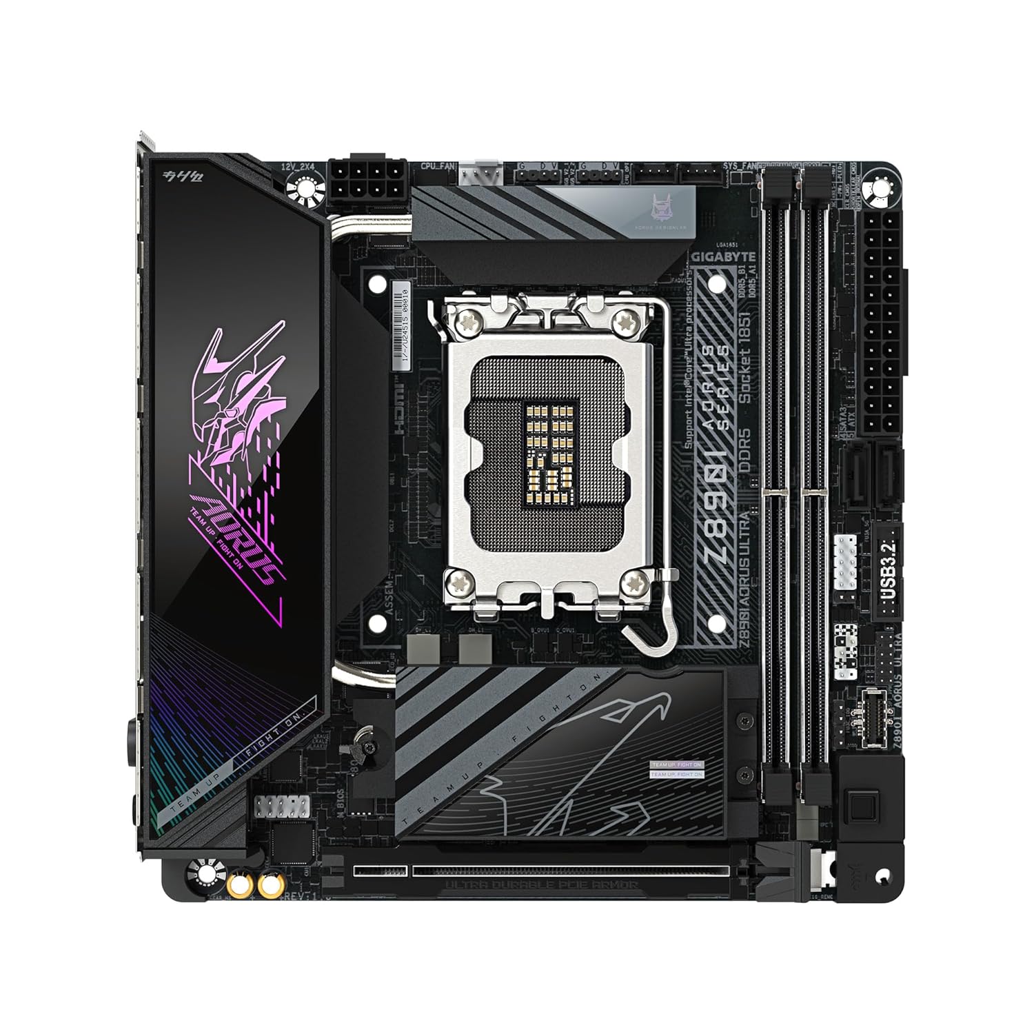 GIGABYTE Z890I AORUS Ultra Ultra Core (Series 2) LGA 1851, Mini-ITX, DDR5, 2X M.2, PCIe 5.0, Thunderbolt 4, WIFI7, 2.5GbE LAN, EZ-Latch