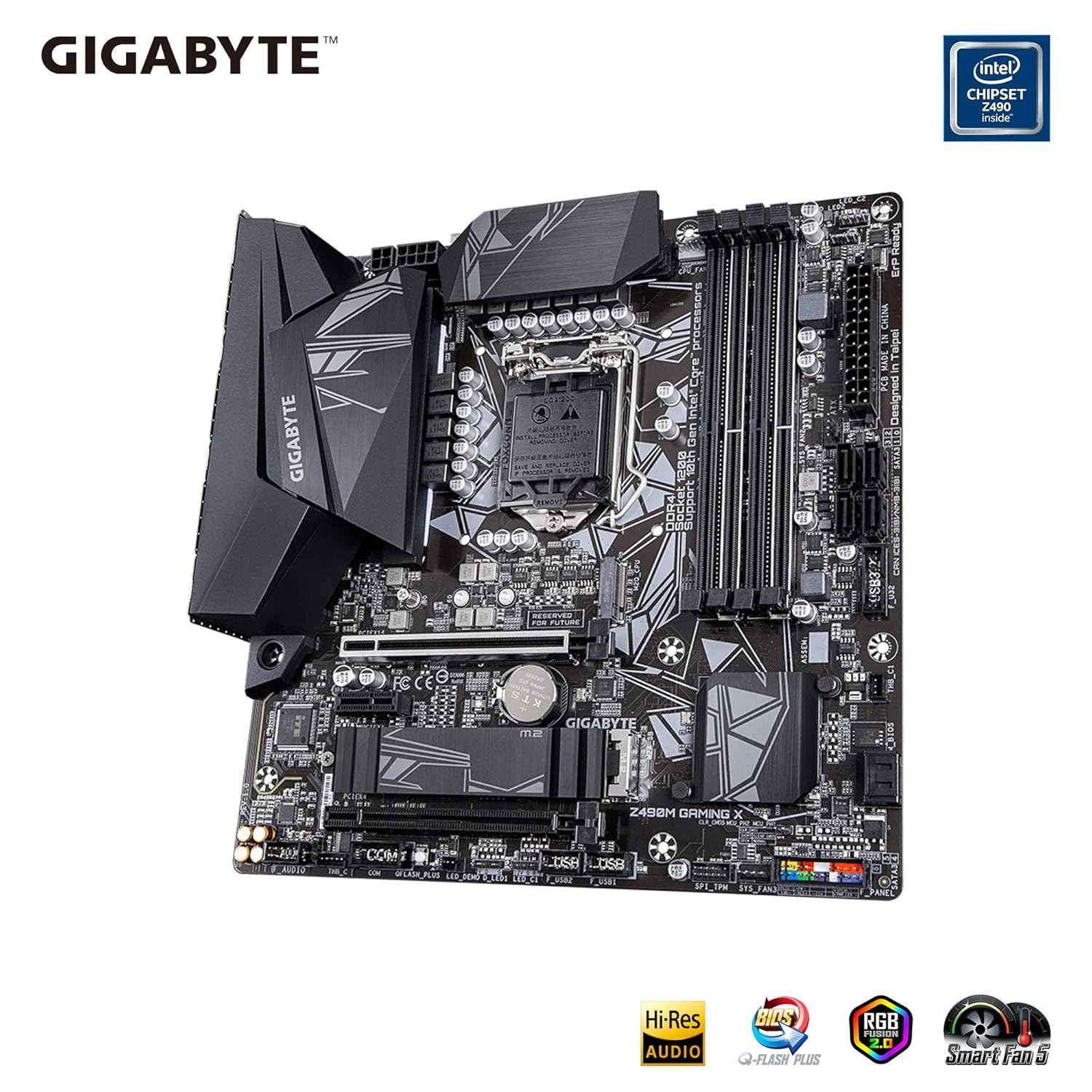 GIGABYTE Z490M Gaming X Motherboard with Direct 11+1 Phases Power Design, 2-Way Crossfire Multi-Graphics, USB 3.2 Gen2 Type-C, M.2 with Thermal Guard, Smart Fan 5, RGB Fusion 2.0.