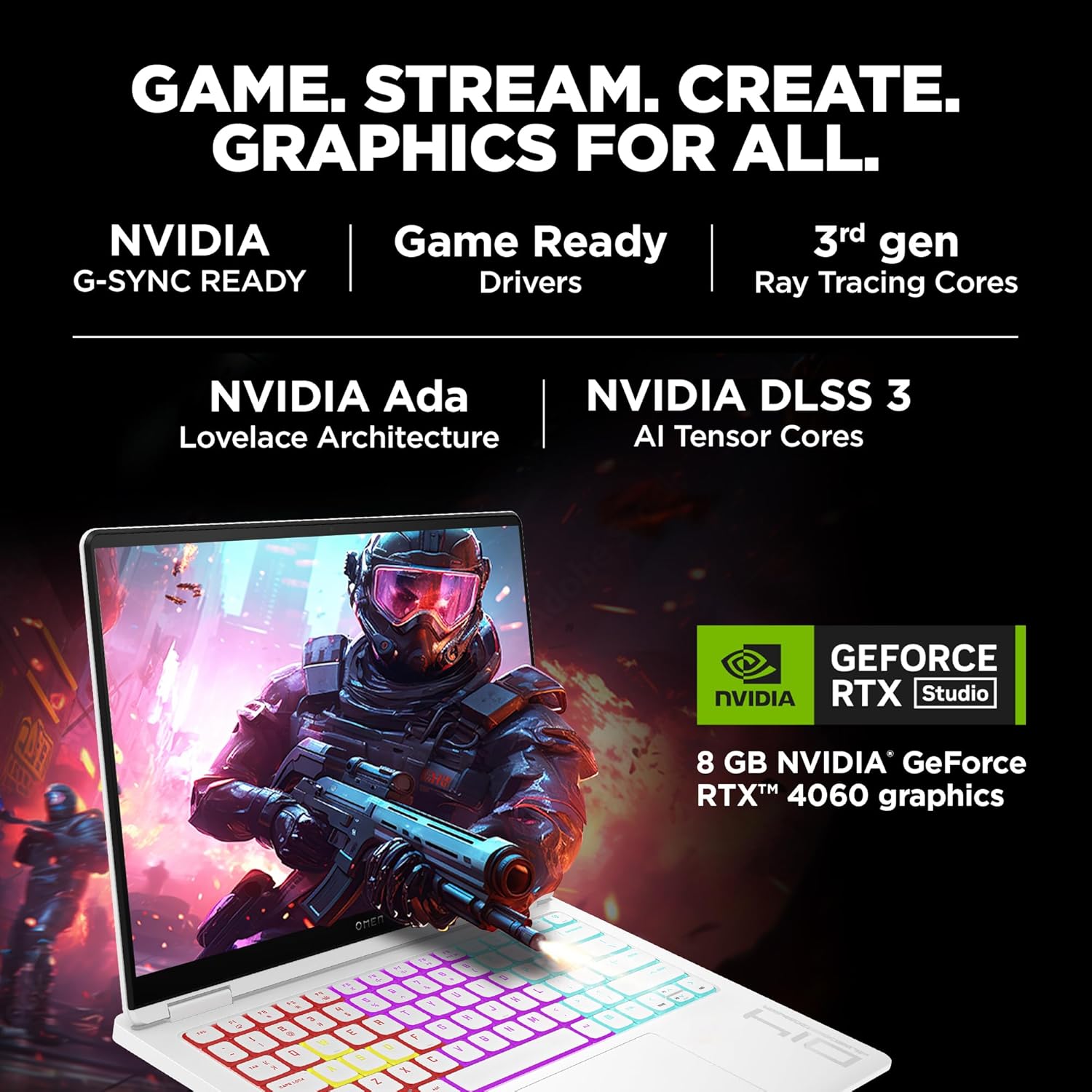 HP OMEN Gaming AI Laptop, Intel Core Ultra 7 155H, 8GB NVIDIA RTX 4060,16GB LPDDR5x, 1TB SSD (Win11, Office21, White, 1.63kg) 120Hz, 0.2MS, OLED, 3K,14-inch(35.6cm), Tempest Cooling, fb0089TX - Zapnet.in