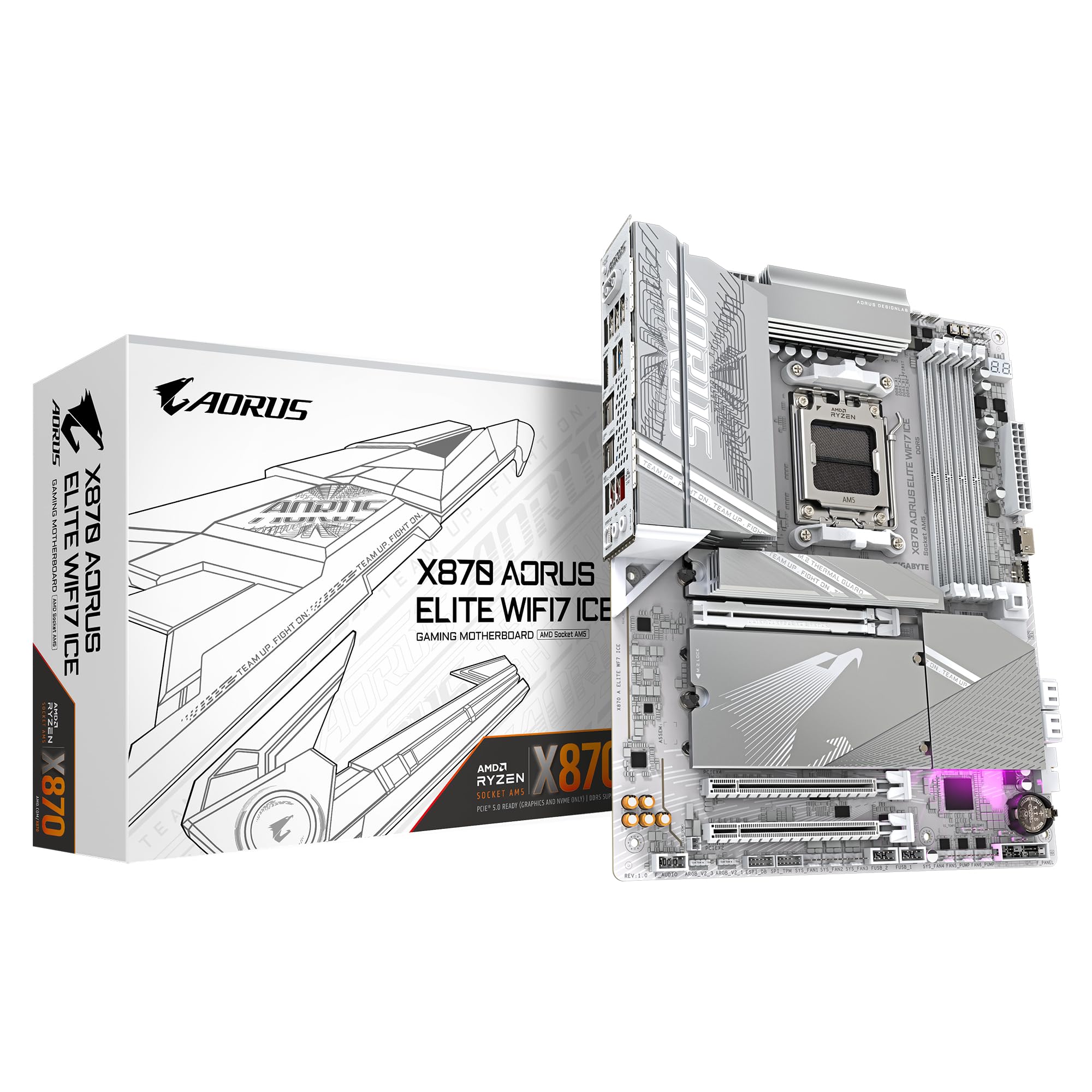 GIGABYTE X870 Eagle WIFI7 AMD AM5 Motherboard, ATX, DDR5, 4X M.2, PCIe 5.0, USB4, WIFI7, 2.5GbE LAN, EZ-Latch