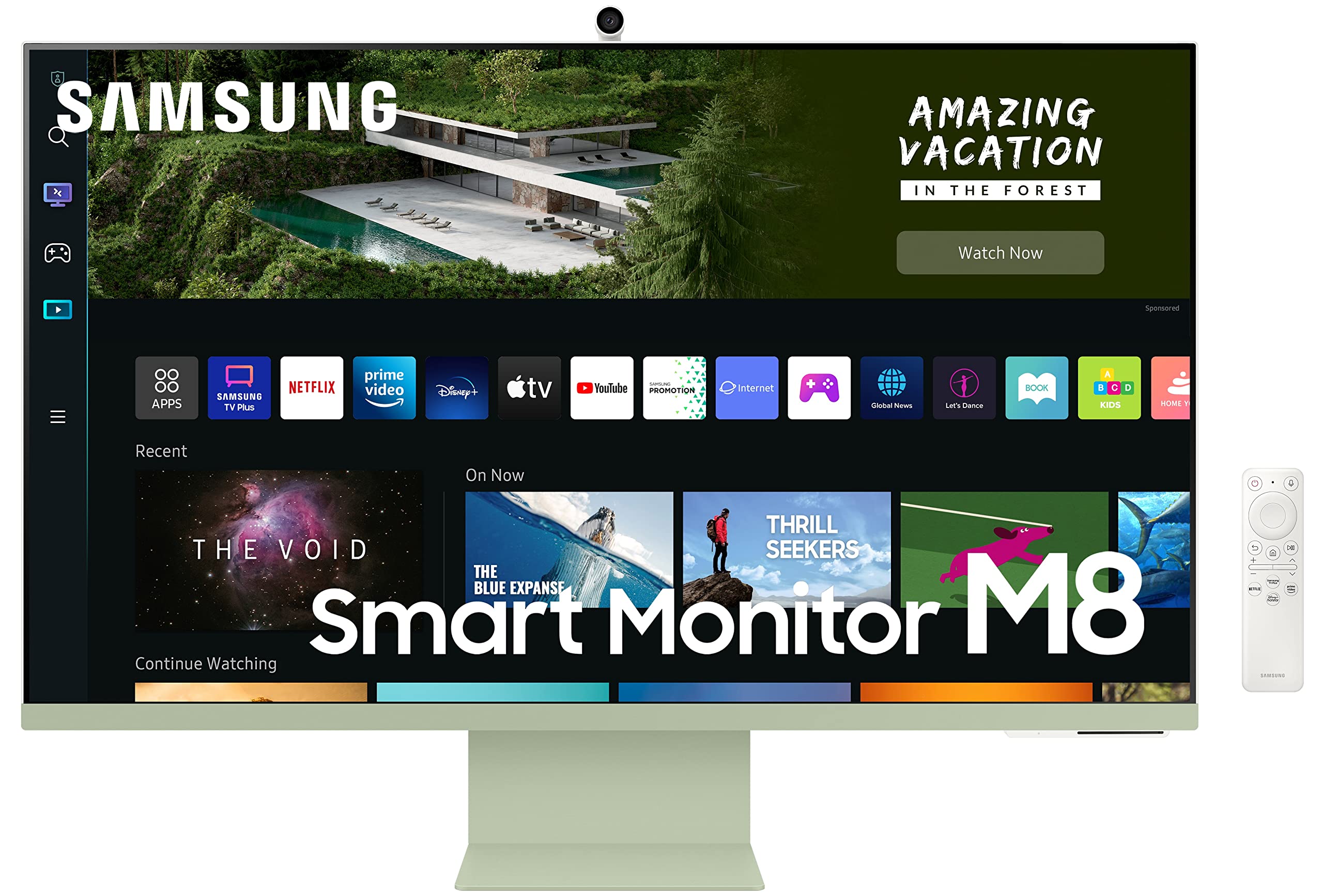 Samsung 32-inch(80cm) M8 4K UHD Smart Monitor, Mouse & Keyboard Control, HAS, Pivot, Type-C, Smart TV apps, Office 365, Dex, Apple Airplay, BT, IOT, Speakers, Remote (LS32CM80PUWXXL, Pink)