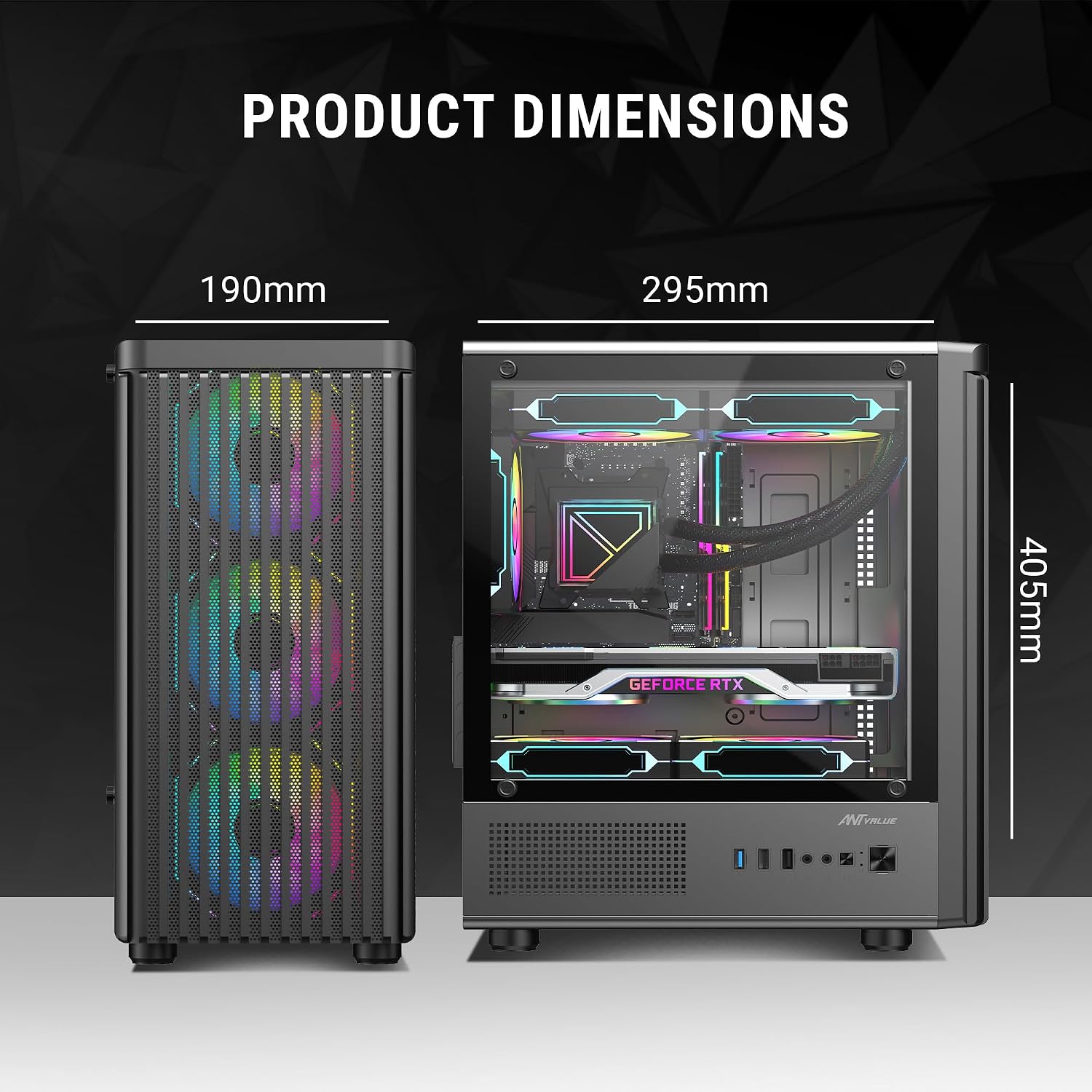 Ant Value VM45 Mid-Tower Computer Case/Gaming Cabinet - Black | Support M-ATX, ITX | Pre-Installed 4 Fans