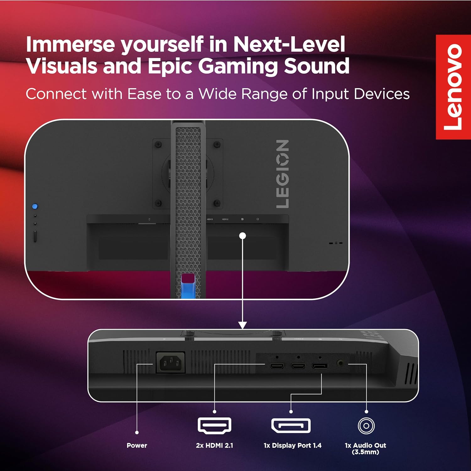 Lenovo Legion R27i-30 | 27 Inch (68.5cm) 165Hz LED Gaming Monitor | 0.5ms, AMD FreeSync, 99%sRGB, 90% DCI-P3, 3Wx2 Speaker, 2xHDMI 2.1,1xDP| Tilt, Swivel, Pivot, Height Adjust Stand, Black, 67B5GAC1IN