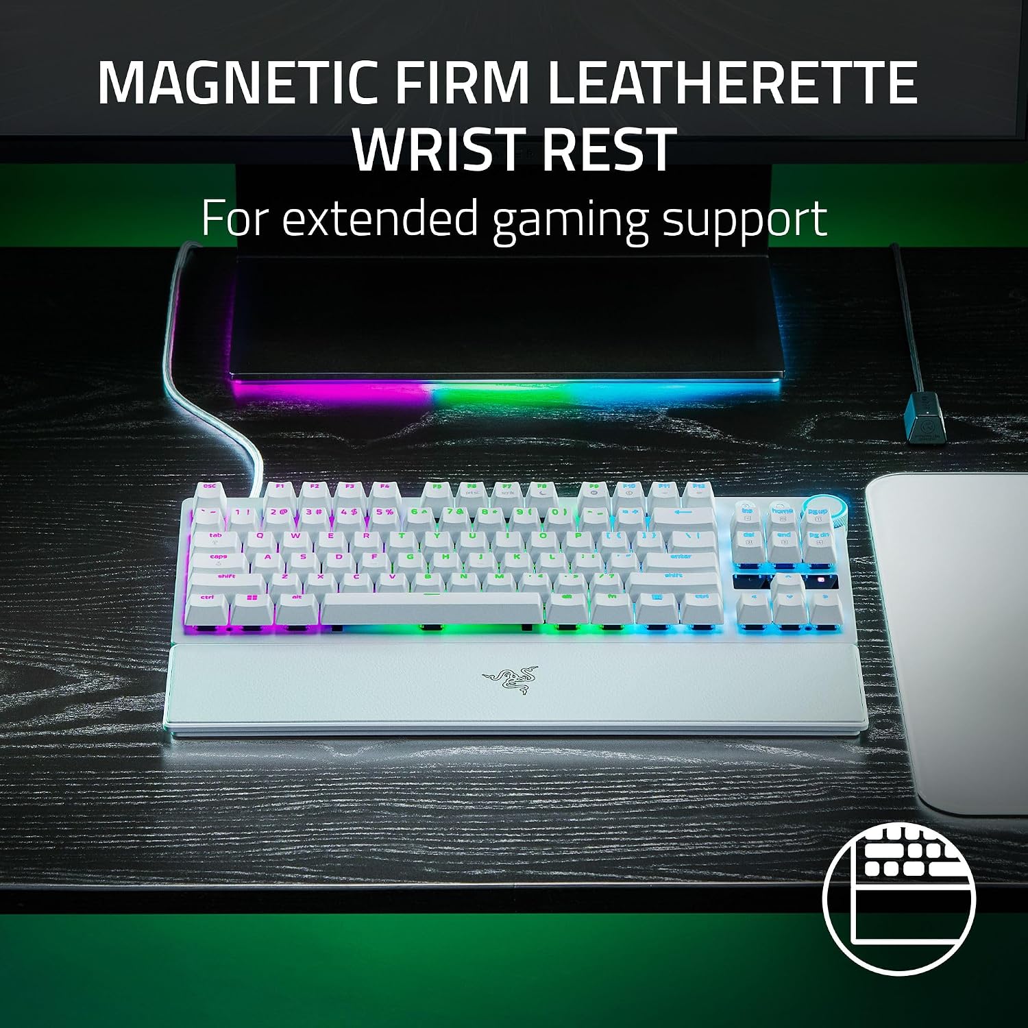 Razer Huntsman V3 Pro Tenkeyless - Tenkeyless Analog Optical Esports Wired Gaming Keyboard -White Edition-RZ03-04981700-R3M1