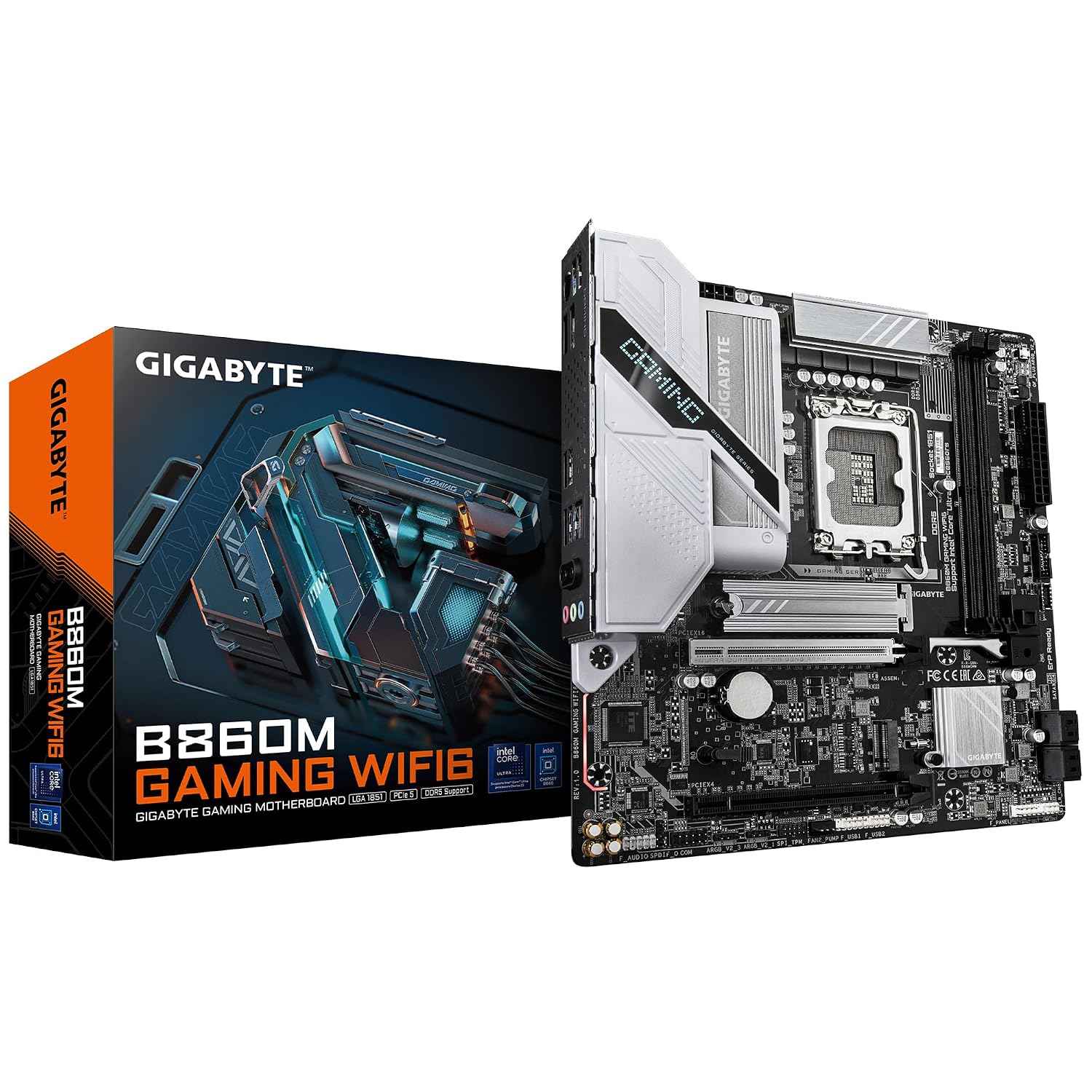 GIGABYTE B860M Gaming WIFI6 Micro-ATX Motherboard – LGA1851, DDR5 9066(OC), PCIe 5.0, .5GbE LAN, Wi-Fi 6, Bluetooth 5.3