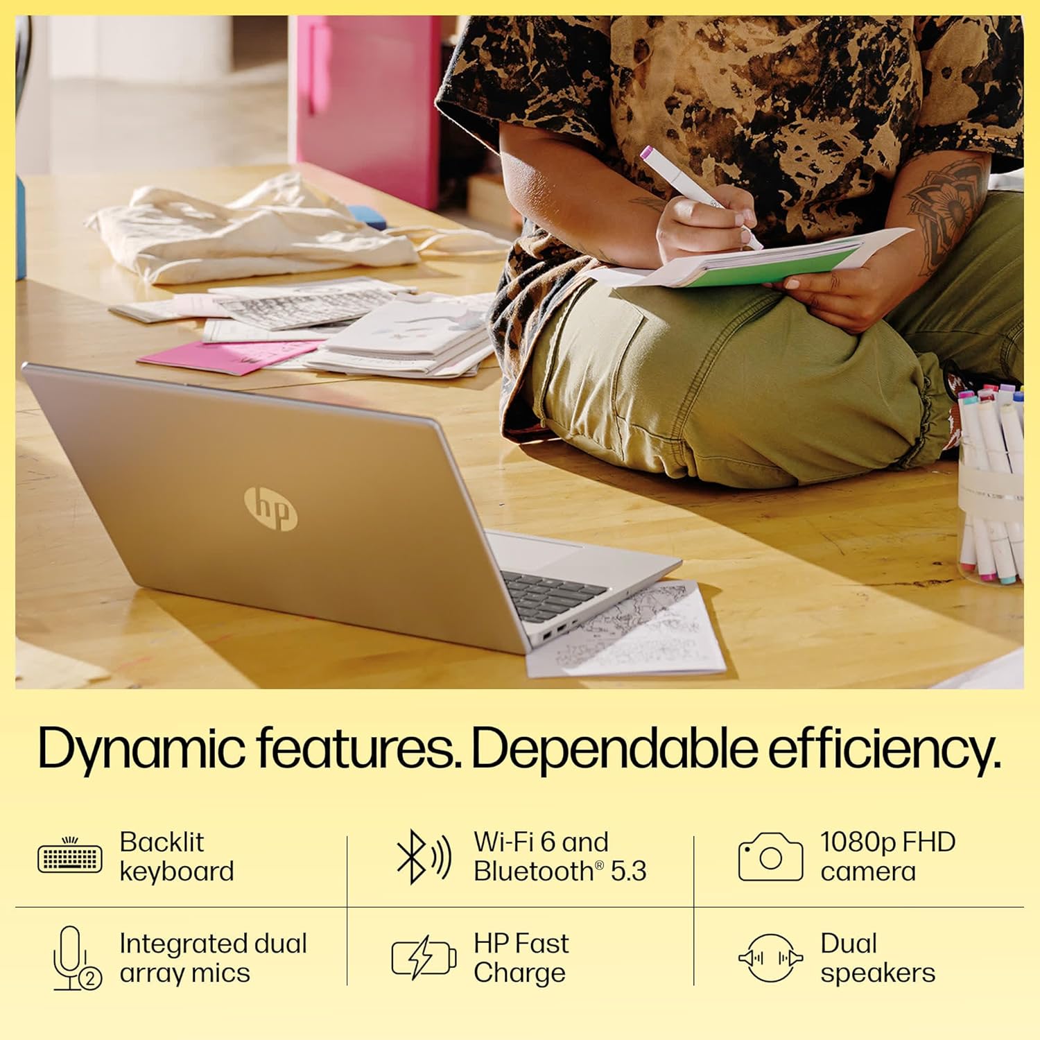 HP 15, AMD Ryzen 5 7520U, 16GB DDR5, 512GB SSD, (Win 11, Office 21, Silver, 1.59kg), Anti-Glare, Micro-Edge, 15.6-inch(39.6cm), FHD Laptop, AMD Radeon Graphics, 1080p FHD Camera, Backlit KB, fc0156AU