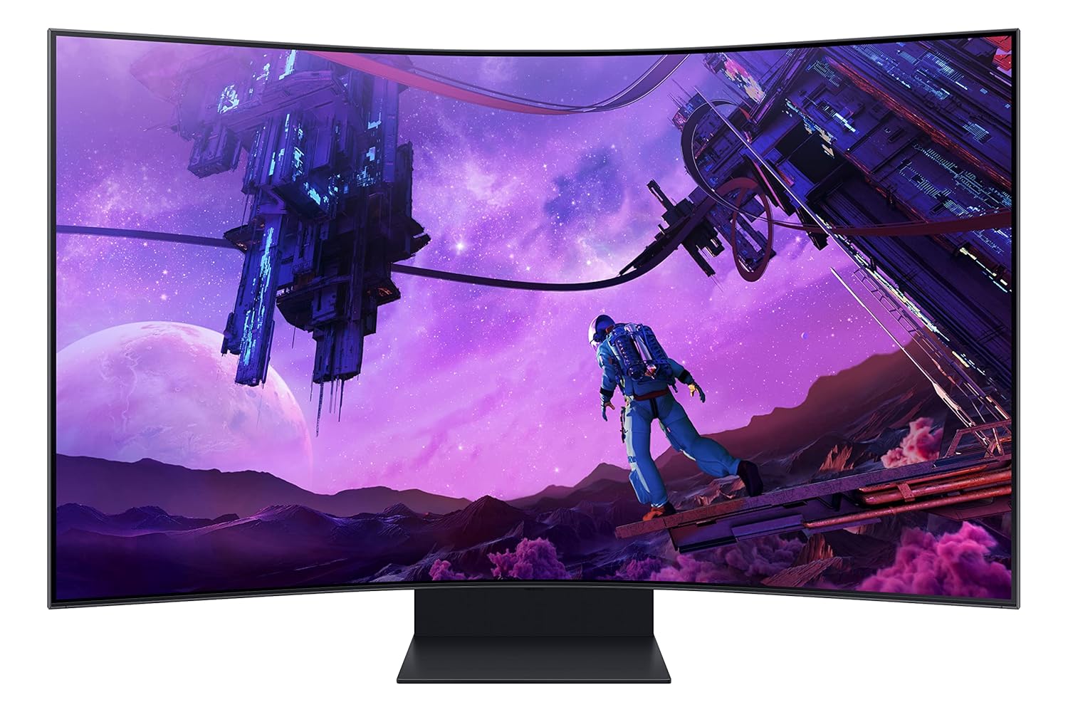 Samsung 55" Odyssey Ark, 4K UHD, 165 Hz, 1 Ms, 1000R Curved Gaming Monitor, Cockpit Mode, Mini-LED, Matte Display, Sound Dome, AMD FreeSync Premium Pro, Gaming Hub (LS55BG970NWXXL, Black)