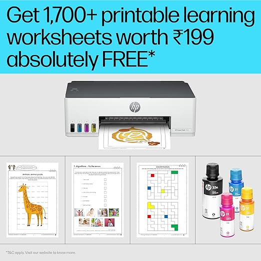 HP Smart Tank 210 Single Function WiFi Colour Printer (Upto 8K Black and 6000 Colour Pages - Zapnet.in