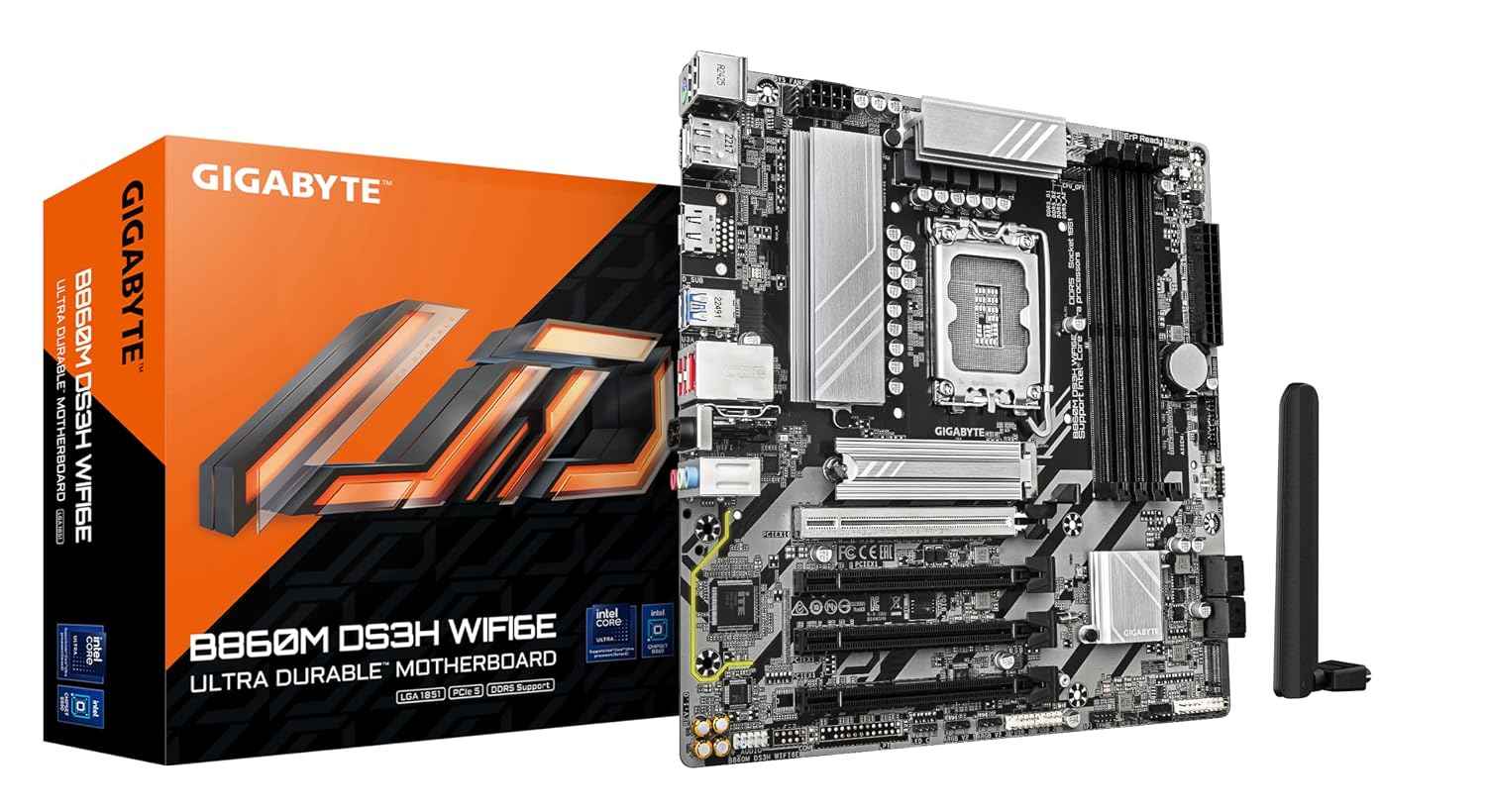 GIGABYTE B860M DS3H WIFI6E Micro-ATX Motherboard – LGA1851, DDR5 9066(OC), PCIe 5.0, Wi-Fi 6E, 2.5GbE LAN