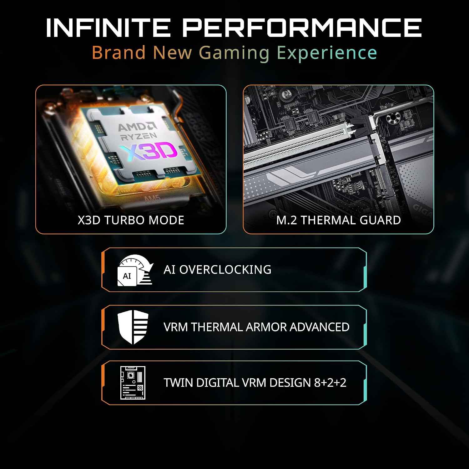 GIGABYTE B850 Eagle WIFI6E AMD AM5 LGA 1718 Motherboard, ATX, DDR5, 3X M.2, PCIe 5.0, USB-C, WIFI6E, 1GbE LAN, EZ-Latch, 5-Year Warranty