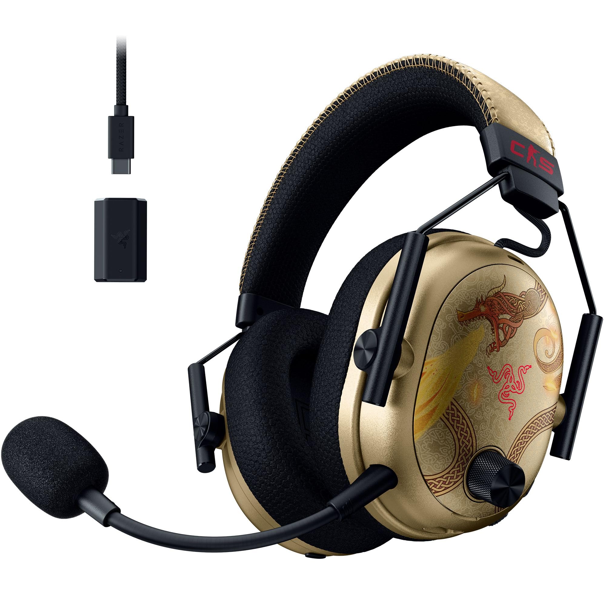 Razer BlackShark V3 Pro Wireless ANC Gaming Headset for PC, Black | Full Band Mic, 50mm Drivers, 2.4 GHz, Bluetooth, USB, 3.5mm, Works with Mac, PS5, Nintendo Switch, Smartphone, 70 Hr Battery