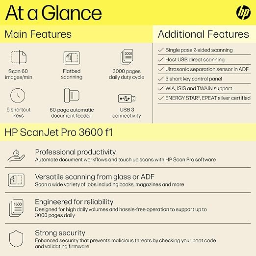 HP ScanJet Pro 3600 f1 Professional Scanner, ADF, CIS scanning Technology, Flatbed (20G06A) - Zapnet.in