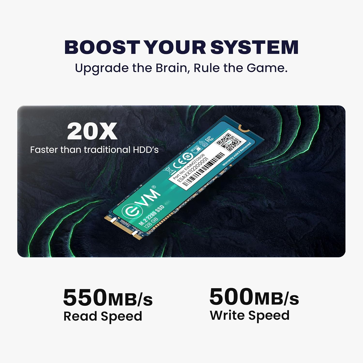 EVM 128GB M.2 (2280) SATA Internal SSD - 520MB/s Read & 370MB/s Write - 5-Year Warranty (EVMM2/128GB)