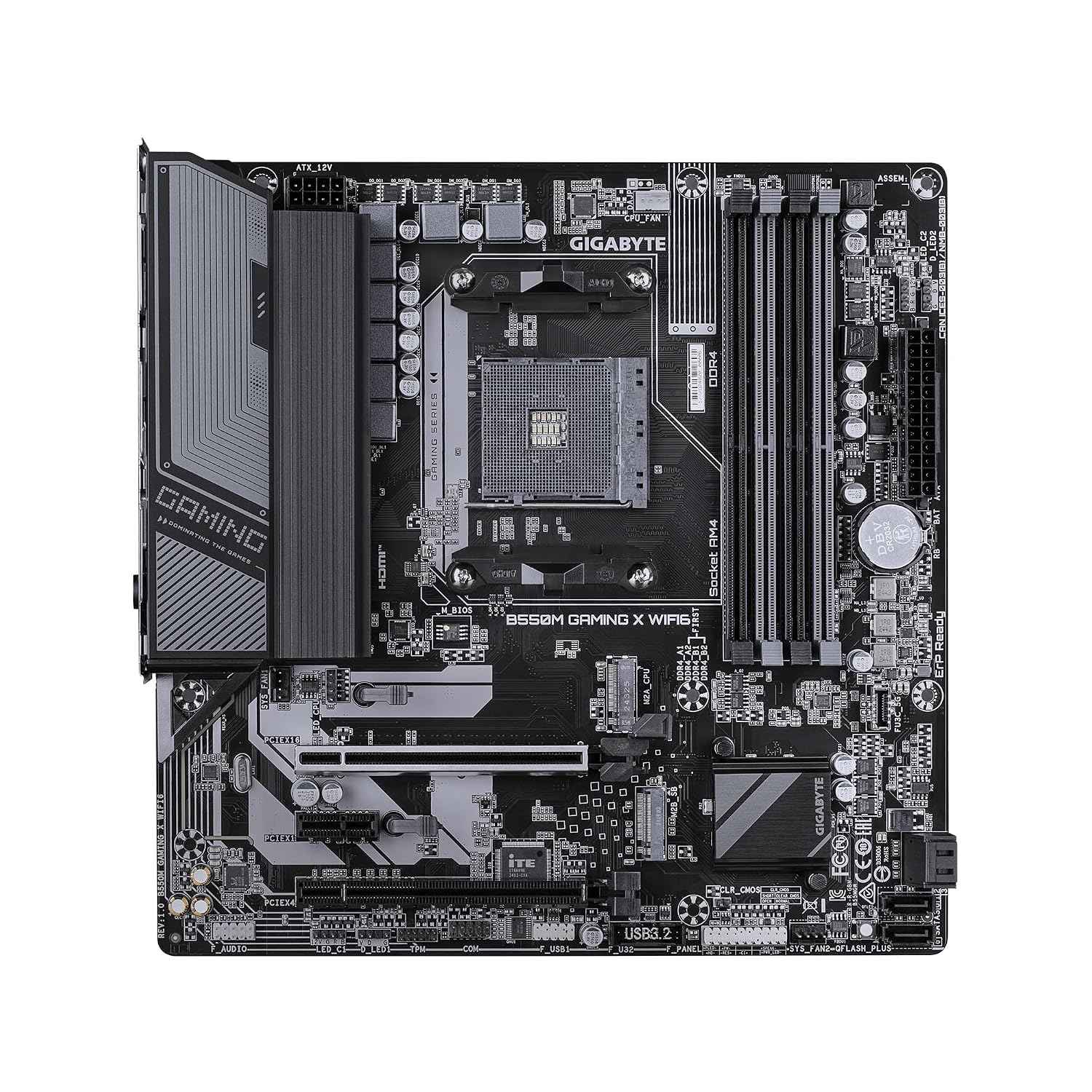GIGABYTE B550M Gaming X WIFI6 Motherboard, Supports AMD AM4 Ryzen 5000 Processors, Micro-ATX, DDR4, 2X M.2, PCIe 4.0, WIFI6, 1GbE LAN, EZ-Latch