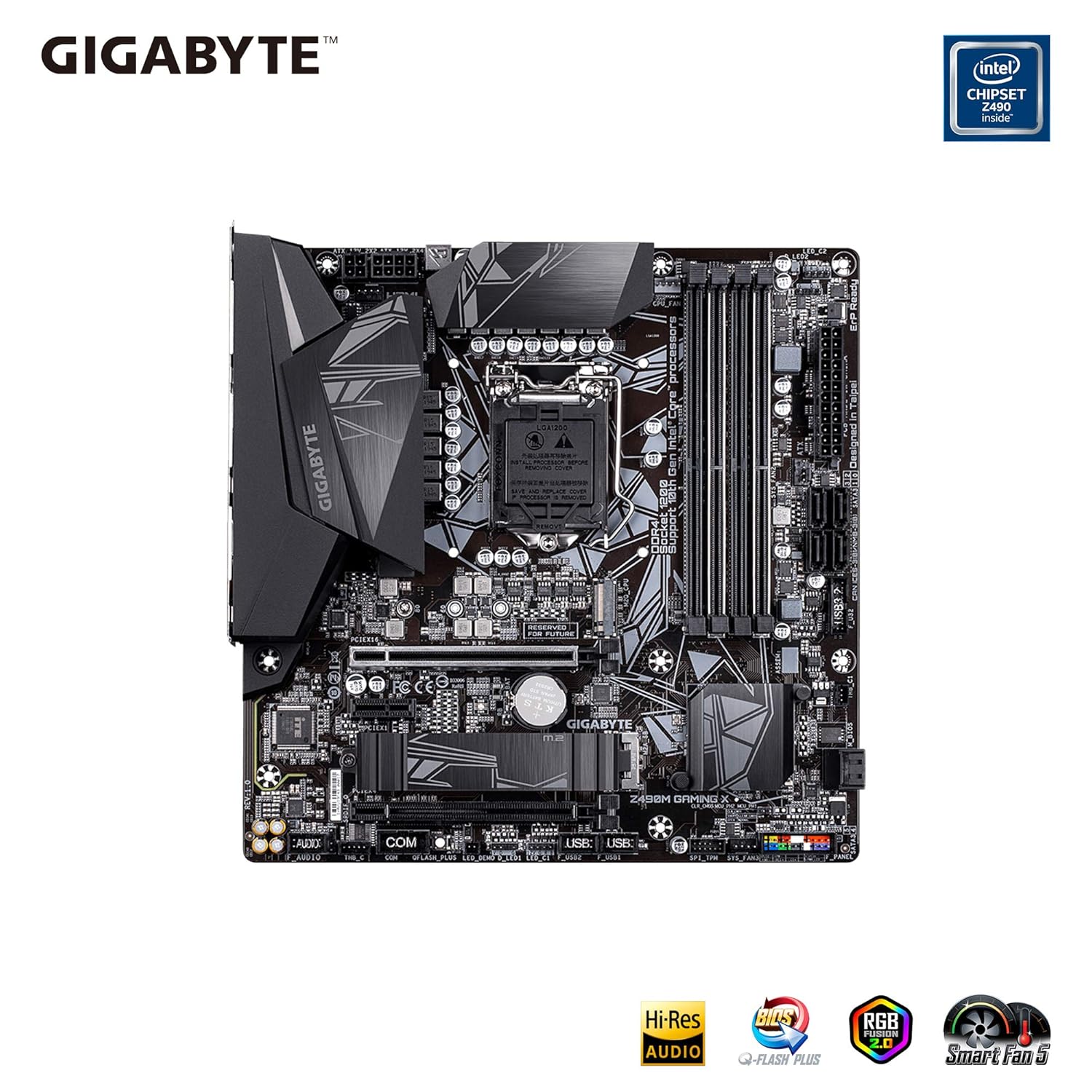 GIGABYTE Z490M Gaming X Motherboard with Direct 11+1 Phases Power Design, 2-Way Crossfire Multi-Graphics, USB 3.2 Gen2 Type-C, M.2 with Thermal Guard, Smart Fan 5, RGB Fusion 2.0.