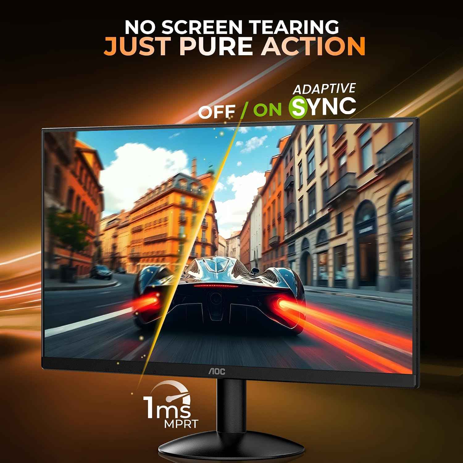 AOC 24B30H2 24 Inch (23.8") FHD IPS Monitor | 120Hz Refresh Rate | 1ms Response Time | Adaptive Sync | 3-Side Frameless | HDMI & VGA | Low Blue Mode | VESA Mount