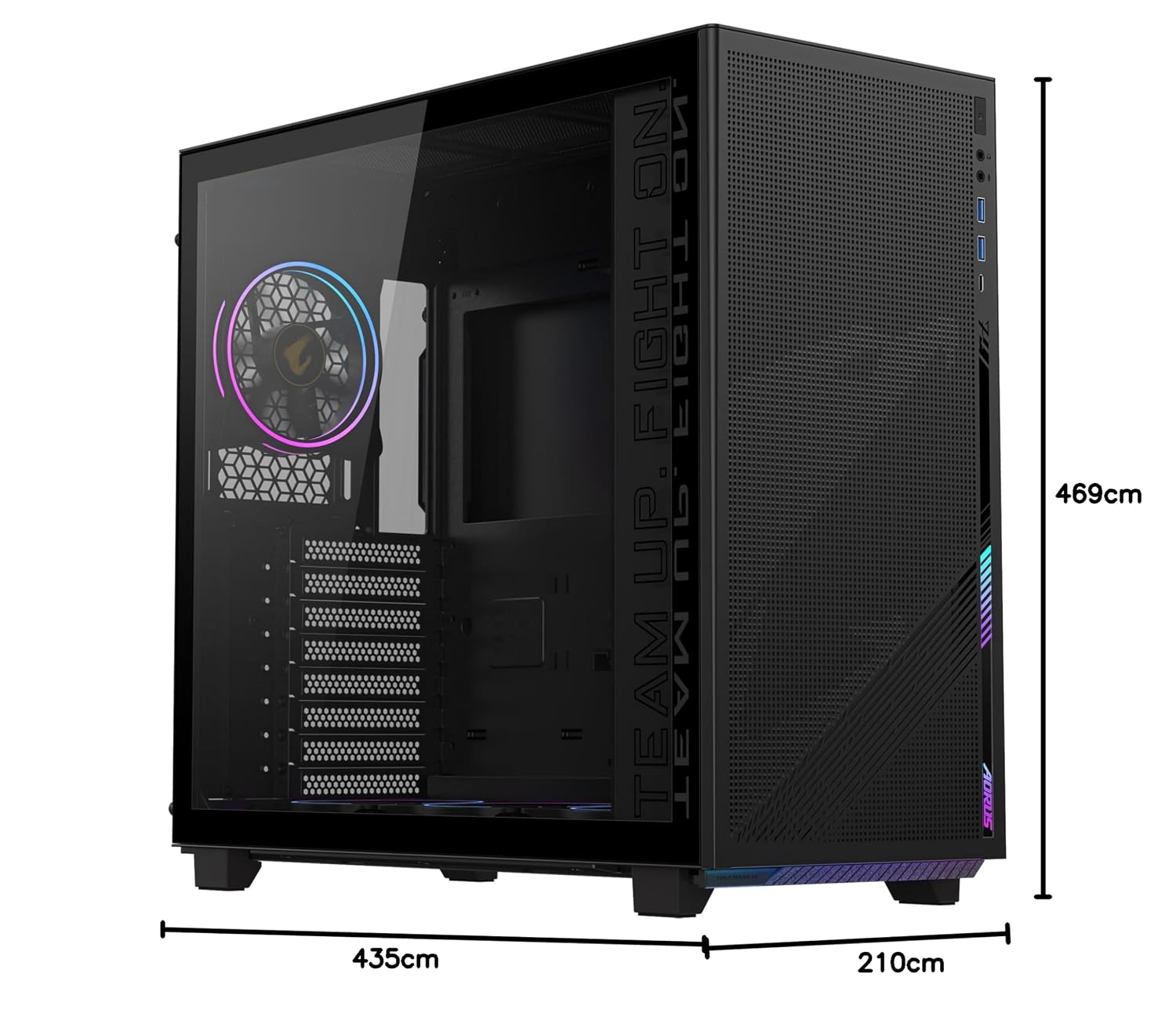 GIGABYTE GB-AC400G Mid Tower Gaming Cabinet | Mesh Front Panel | Tempered Glass Side | Supports ATX, Micro ATX, Mini ITX | Pre-Installed 4 Fans | USB 3.0 | High Airflow – Black