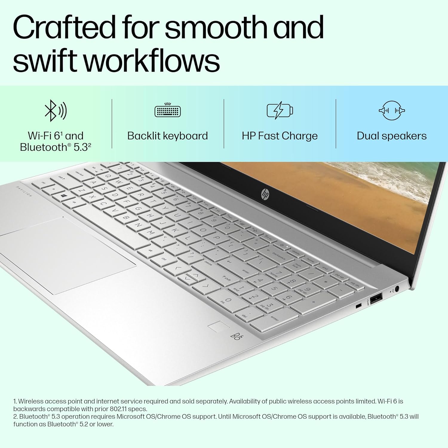 HP Pavilion, 13th Gen Intel Core i7-1360P, 16GB DDR4, 1TB SSD, (Win11, Office21, Silver, 1.75kg) IPS, Anti-glare, 15.6-inch (39.6cm) FHD Laptop, Intel Iris Xe graphics, HD camera, Backlit KB, eg3036TU