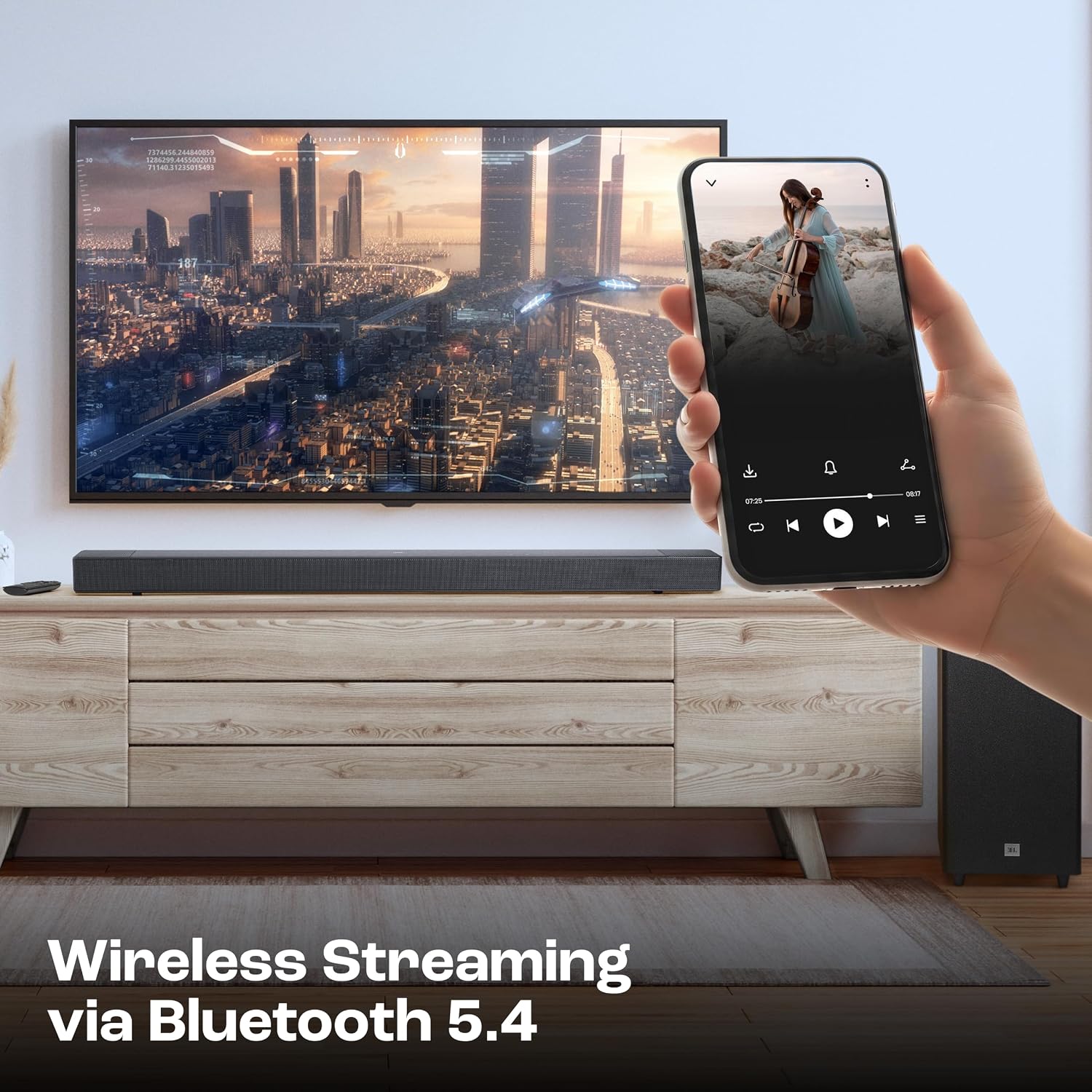 JBL New Launch Cinema SB595 5.1 (3.1.2) Channel Soundbar with True Dolby Atmos®, Wireless Subwoofer, HDMI eARC, Bluetooth Streaming, Centre Channel for Clear Dialogue, 440W