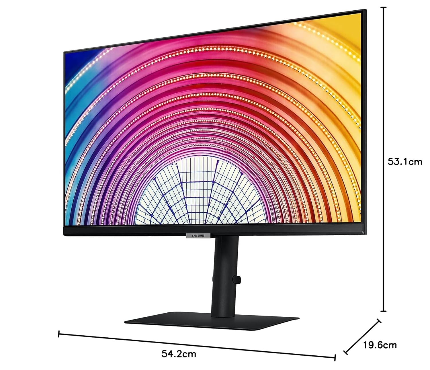 Samsung 60 Series - Ls24A600Nwwxxl, 24 Inch (60.4 Cm), 2K Wqhd Flat Computer Monitor 2560 x 1440 Pixels, IPS, Hdr10 (1 Billion Colors), Height Adjustable Stand, Eye Care, 75Hz (Black)