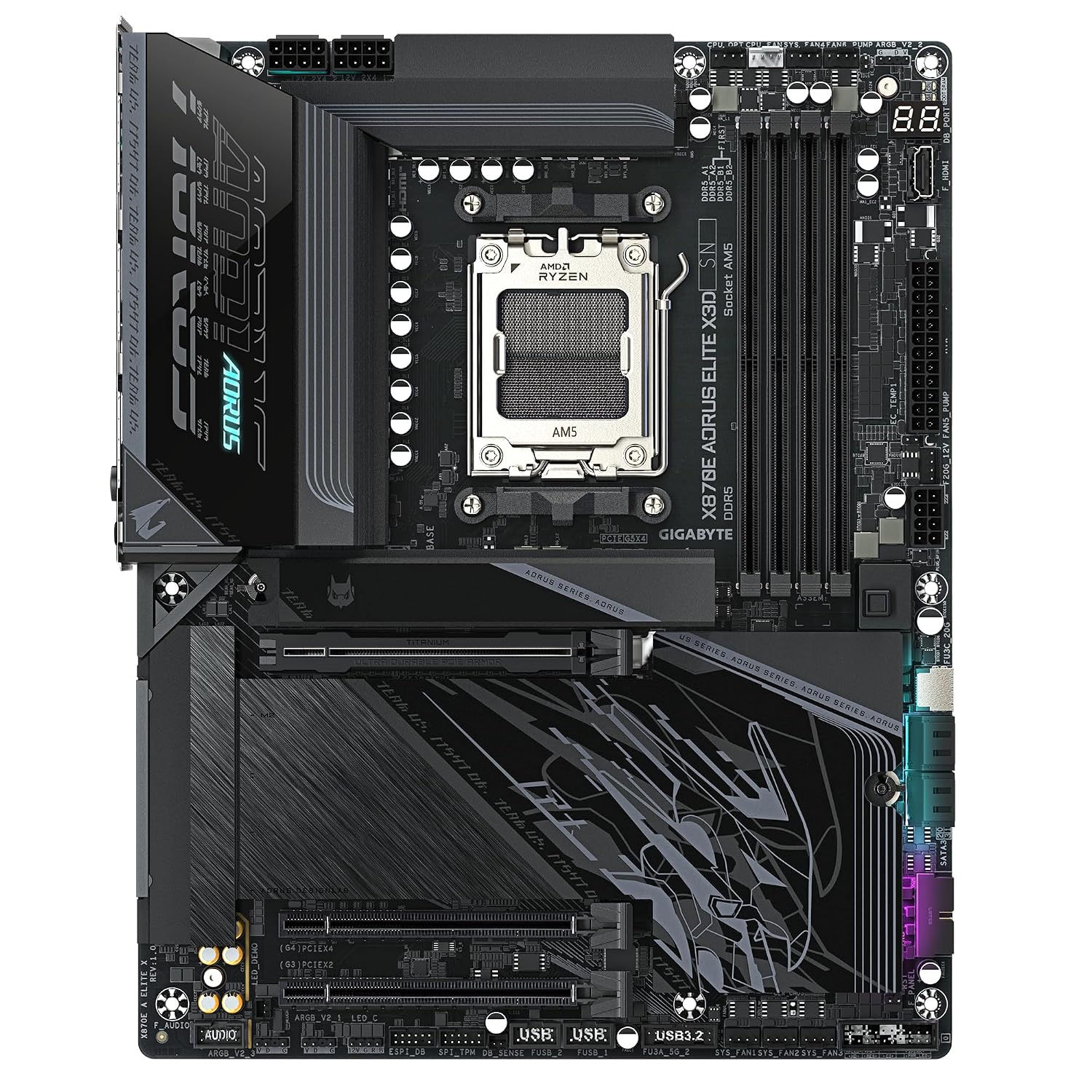 GIGABYTE X870E AORUS ELITE X3D Motherboard - Supports AMD Ryzen 9000 CPUs, 16+2+2 Phases Digital VRM, up to 9000Hz DDR5 (OC), 2xPCIe 5.0 + 2xPCIe 4.0, Wi-Fi 7, 5GbE LAN, USB 4
