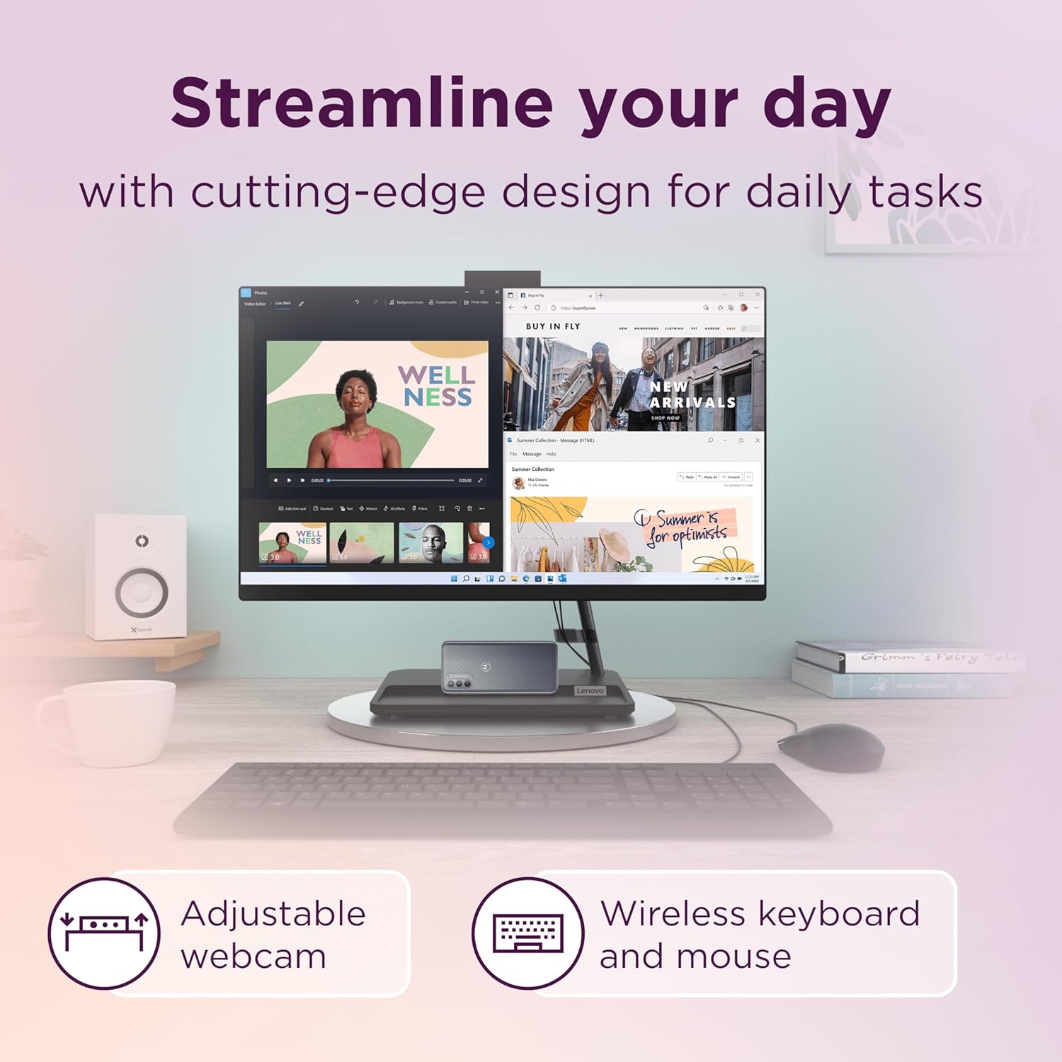 Lenovo IdeaCentre AIO 3 12th Gen Intel i5 23.8" FHD WVA 3-Side Edgeless All-in-One Desktop with Alexa Built-in (8GB/512GB SSD/Win11/MS Office 2021/IR Camera/Wireless Keyboard & Mouse) F0GH00MHIN