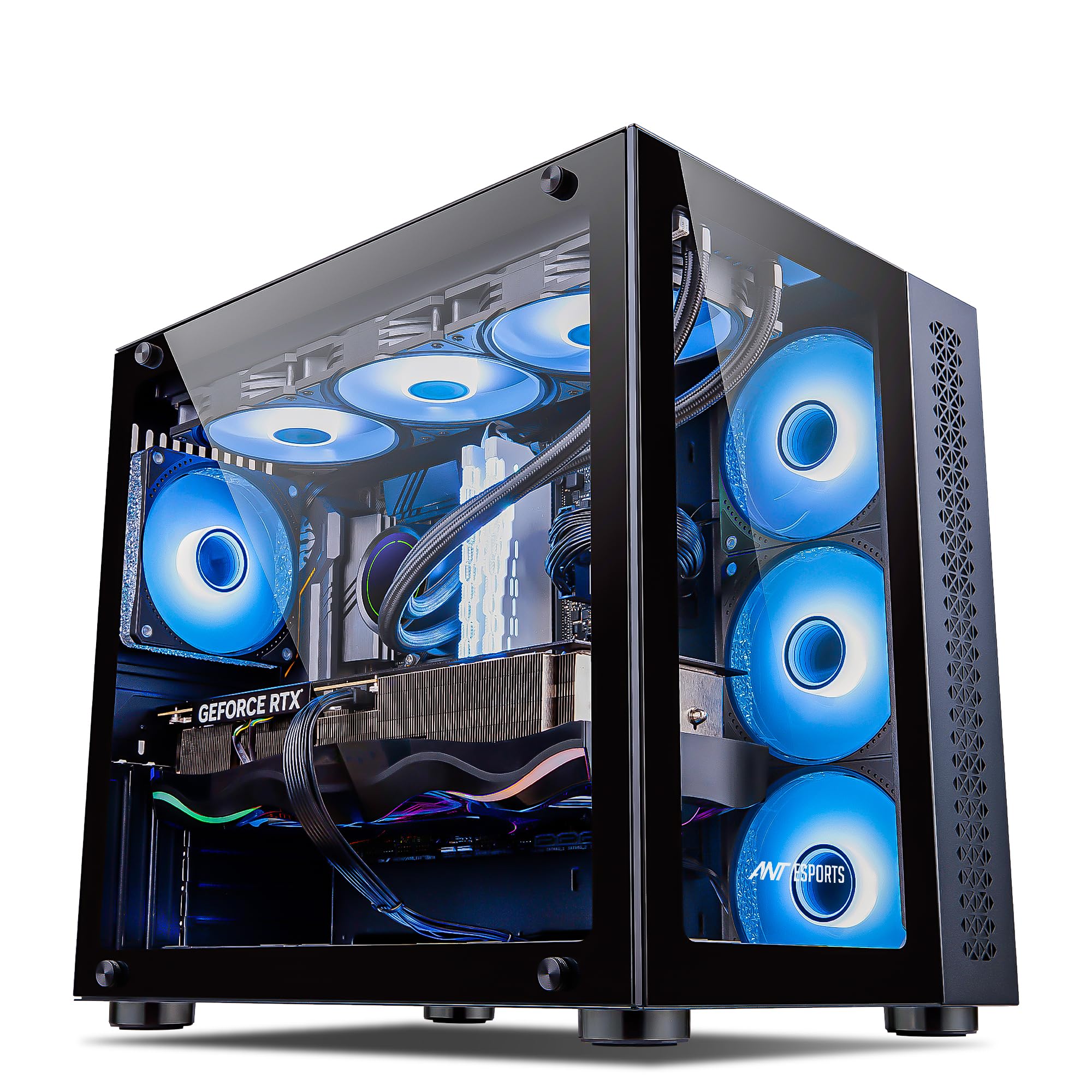 Ant Esports Crystal Z2 Mid-Tower Computer Case/Gaming Cabinet – Black | Support Micro-ATX, Mini-ITX | Pre-Installed 3 ARGB Infinity Mirror Fans