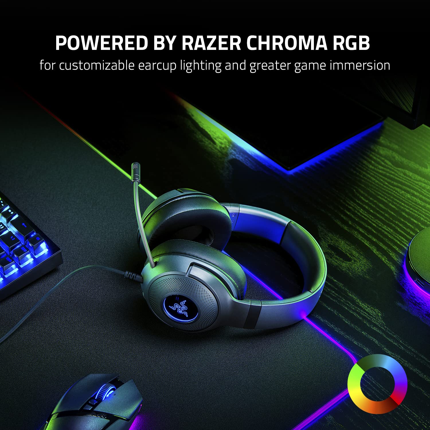 Razer Kraken V3 X - Ultra Light Comfort Triforce 40mm Drivers -7.1 Surround Sound - Hyperclear Cardioid Mic Powered Chroma RGB Wired HeadphonesUSB Gaming Over Ear Headset -RZ04-03750300-R3M1