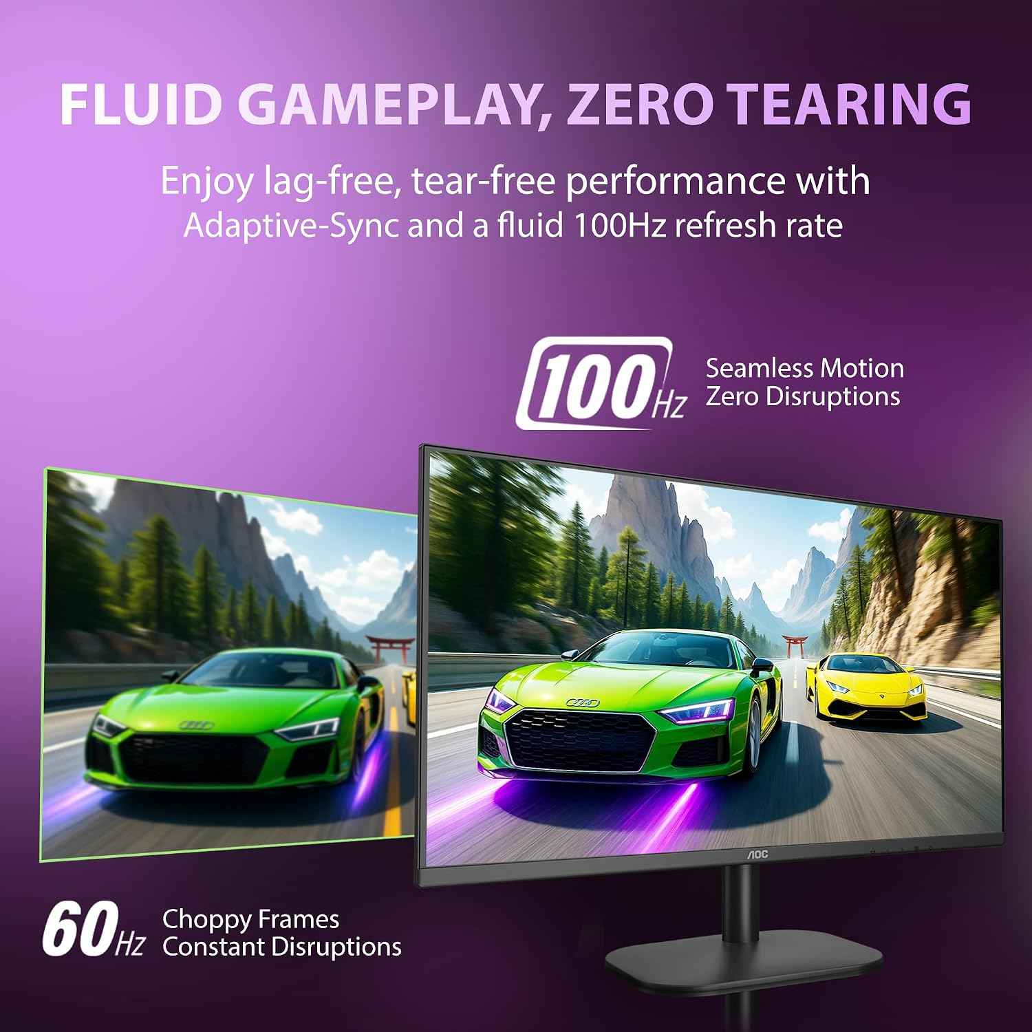 AOC 27B2H2 27 inch Monitor 1920 x 1080 Full HD IPS Panel, 100Hz Adaptive Sync 3-Sided Frame Less Design, 178° Wide Viewing Angle, Flicker-Free, Low Blue Light, Multi-Tasking Monitor