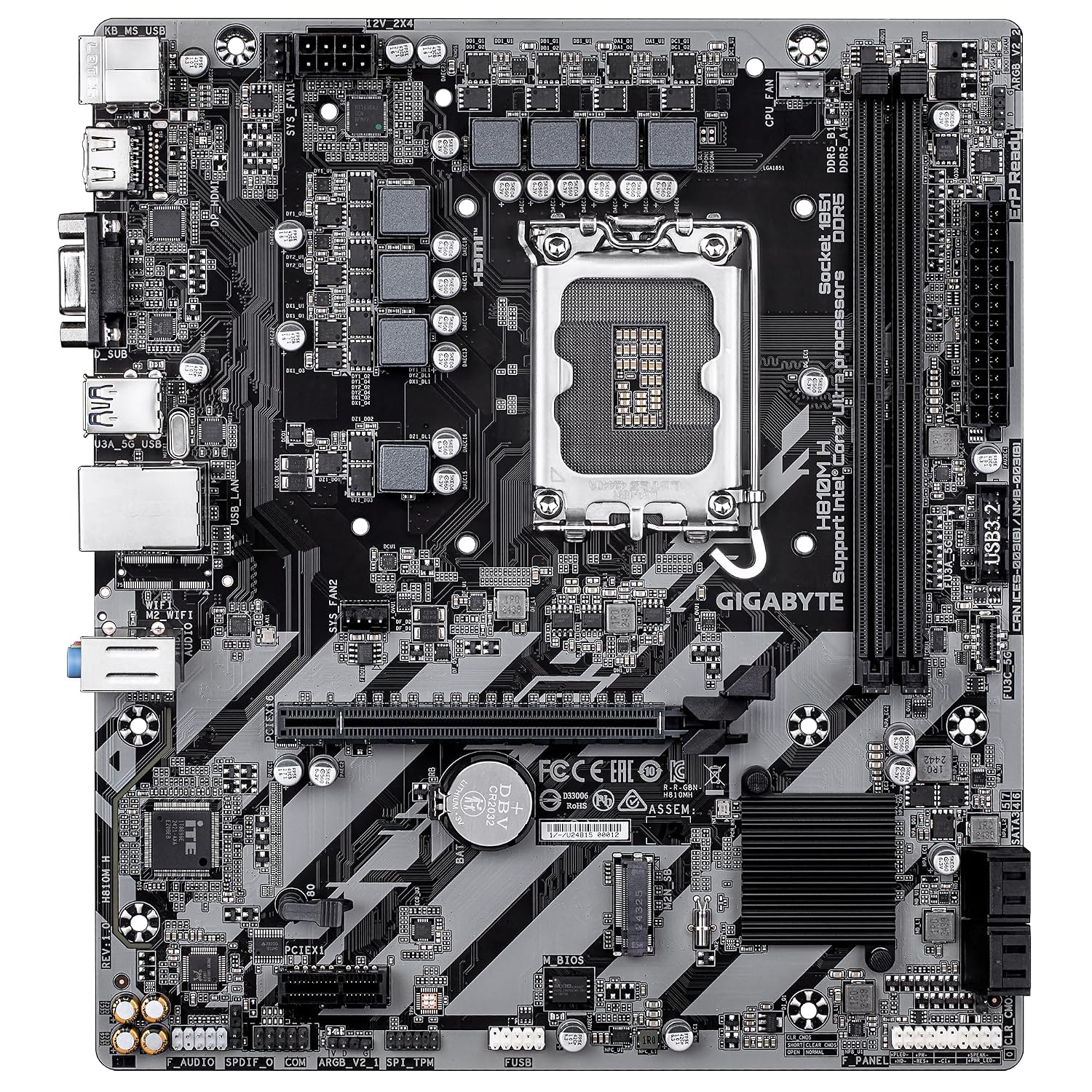 GIGABYTE H810M H Motherboard | Intel H810 | Micro ATX | DDR5 | PCIe 4.0 | HDMI | USB 3.2 | Durable Entry-Level Board